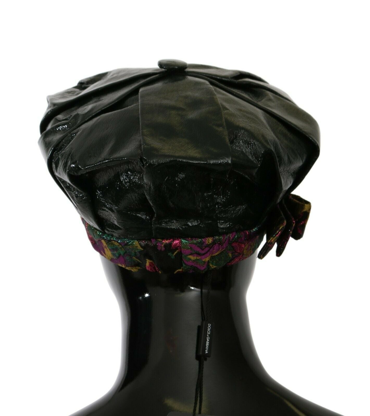 Dolce & Gabbana Elegant Black Beret Cap with Floral Lining - Luksusmuotia Dolce & Gabbana - Tutustu YVES JAVANNI® 