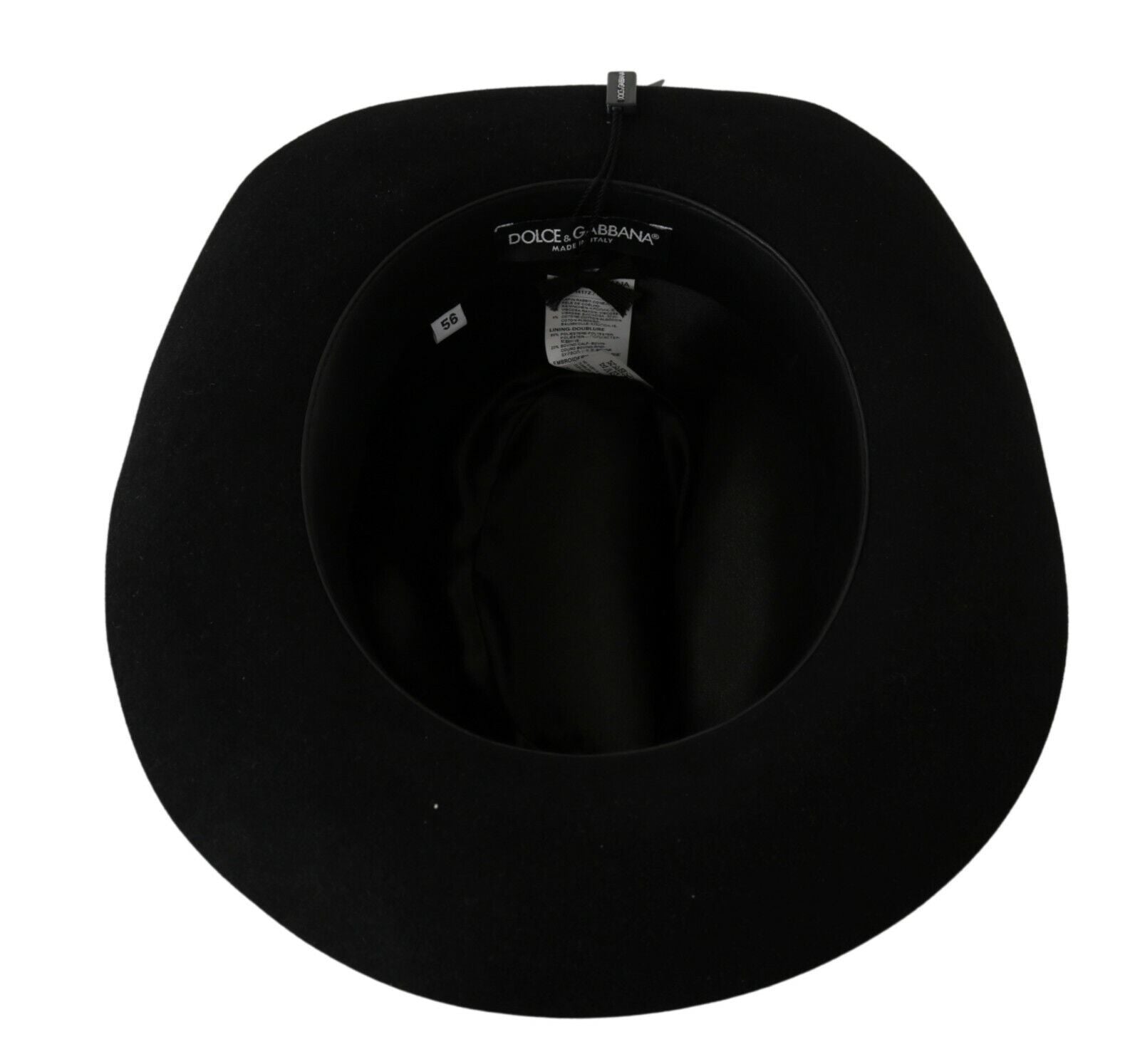 Dolce & Gabbana Elegant Black Lapin Wide Brim Panama Hat - Luksusmuotia Dolce & Gabbana - Tutustu YVES JAVANNI® 