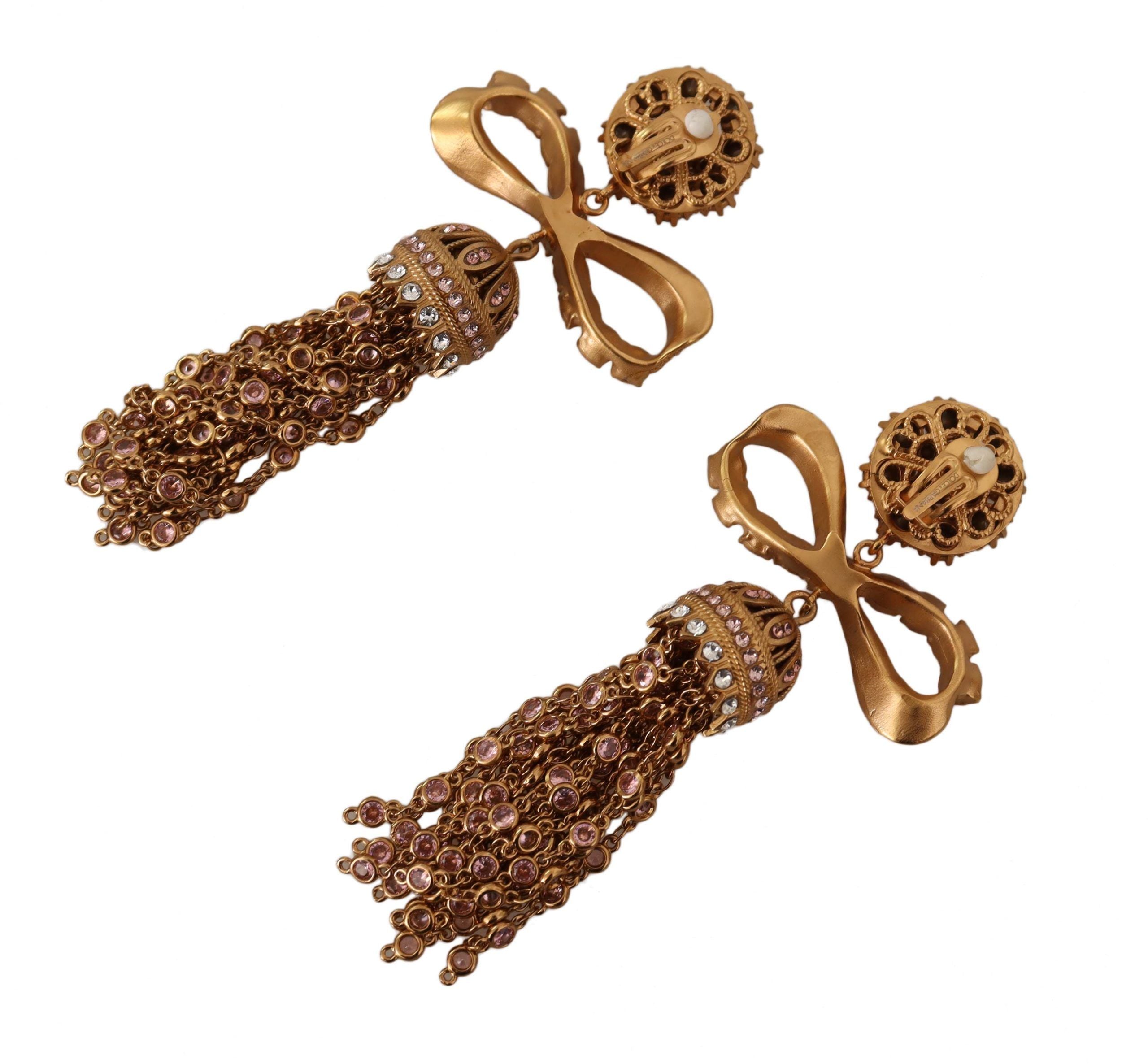 Dolce & Gabbana Elegant Antique Gold Bow Earrings - Luksusmuotia Dolce & Gabbana - Tutustu YVES JAVANNI® 