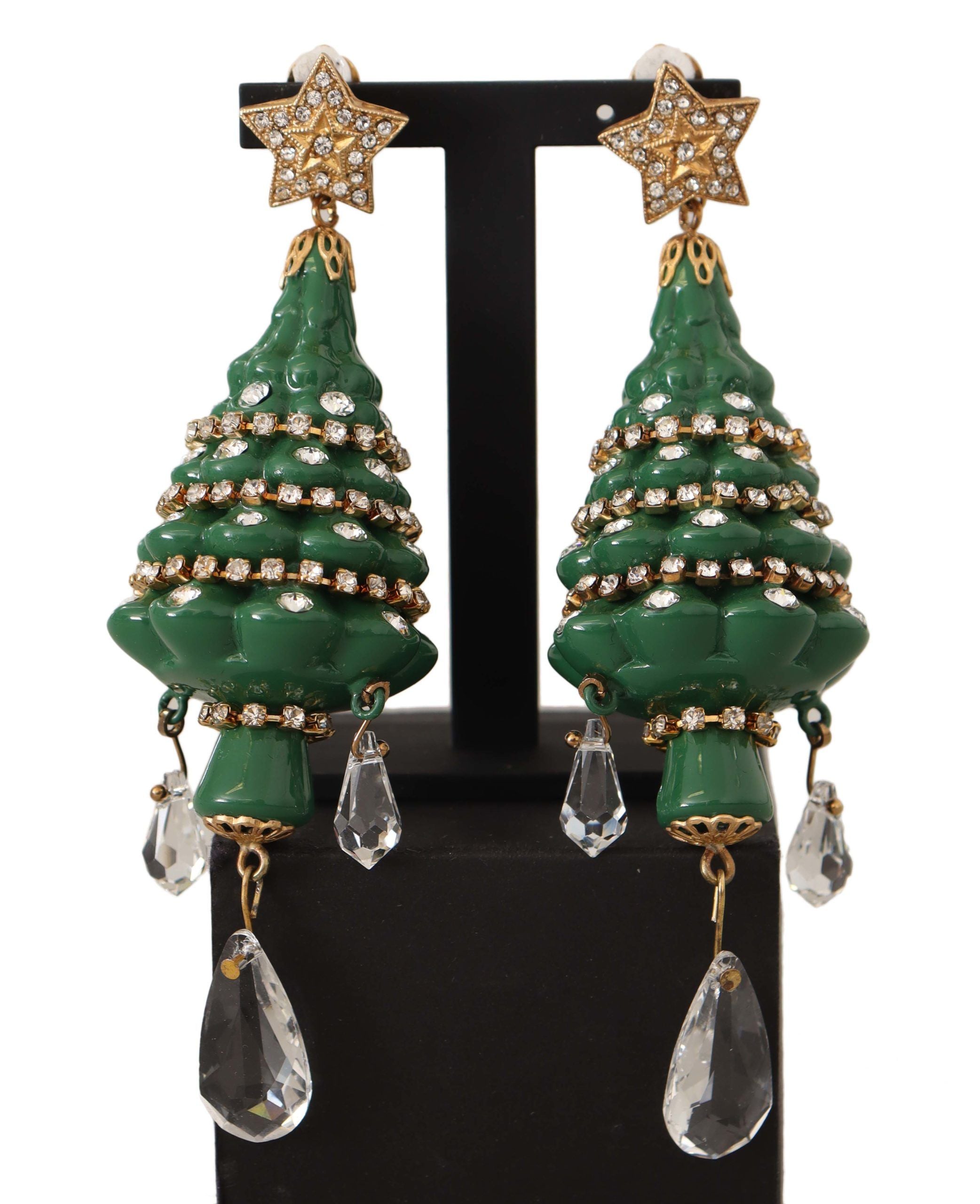 Dolce & Gabbana Enchanting Crystal Christmas Tree Clip-On Earrings - Luksusmuotia Dolce & Gabbana - Tutustu YVES JAVANNI® 