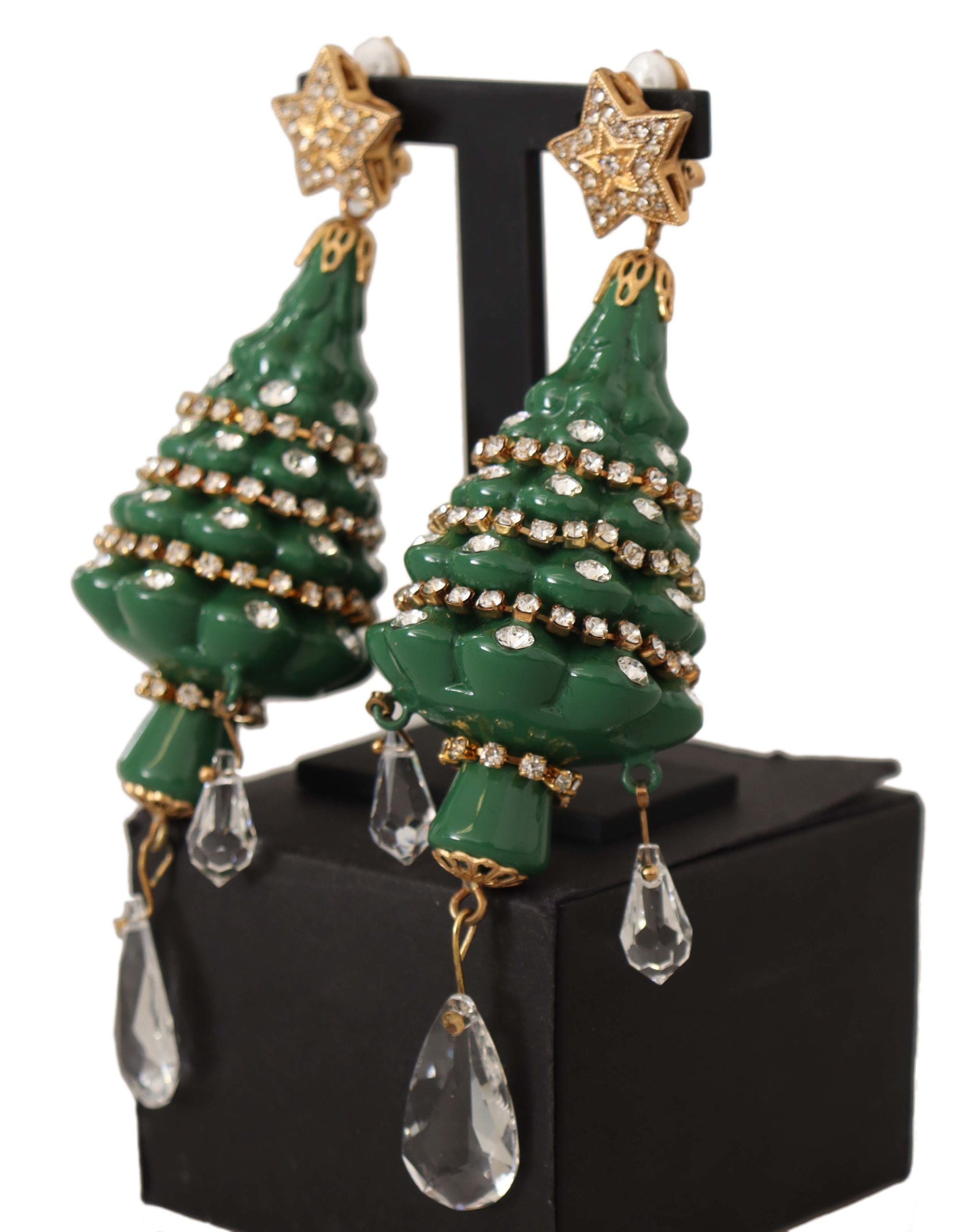 Dolce & Gabbana Enchanting Crystal Christmas Tree Clip-On Earrings - Luksusmuotia Dolce & Gabbana - Tutustu YVES JAVANNI® 