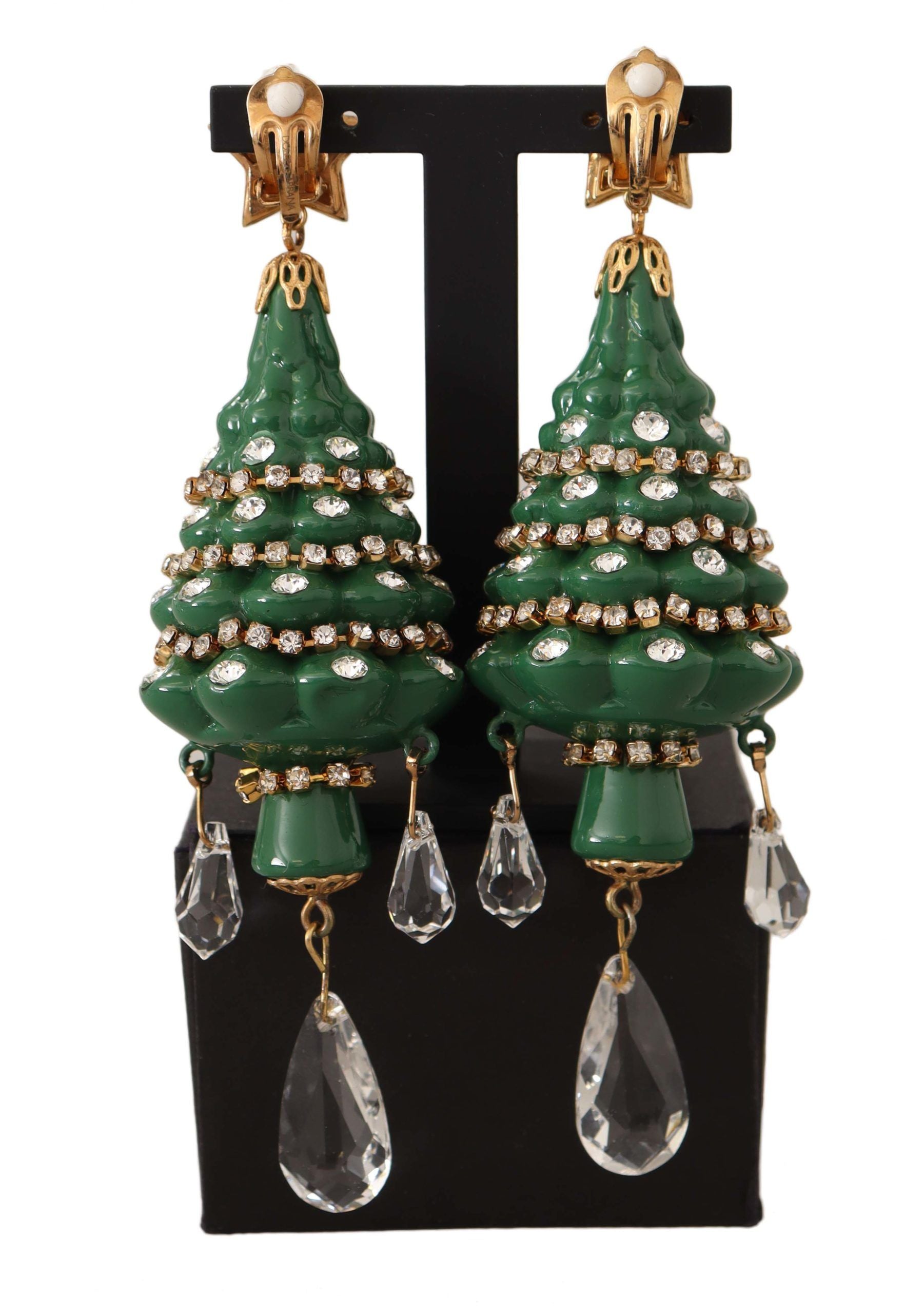 Dolce & Gabbana Enchanting Crystal Christmas Tree Clip-On Earrings - Luksusmuotia Dolce & Gabbana - Tutustu YVES JAVANNI® 