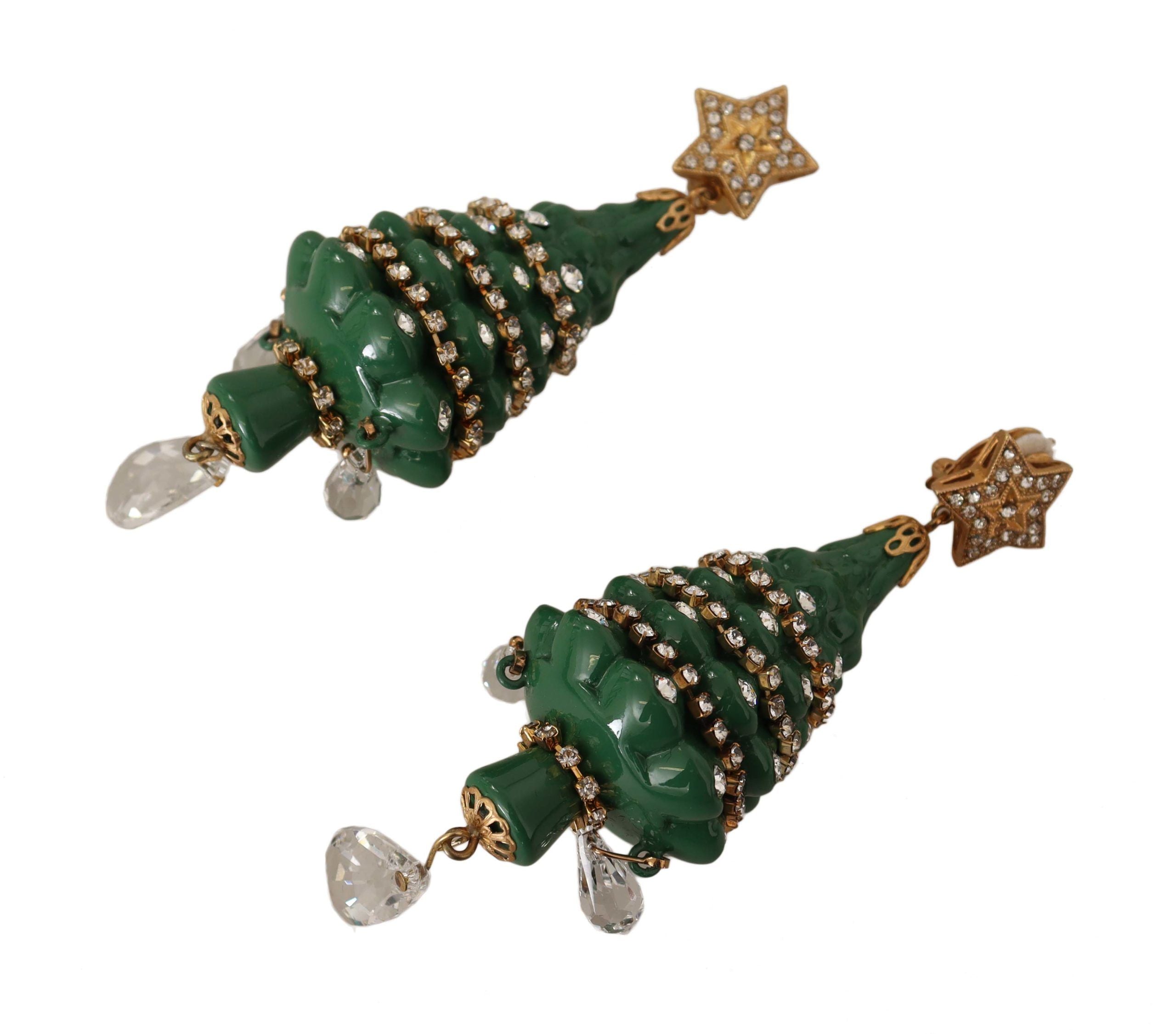 Dolce & Gabbana Enchanting Crystal Christmas Tree Clip-On Earrings - Luksusmuotia Dolce & Gabbana - Tutustu YVES JAVANNI® 