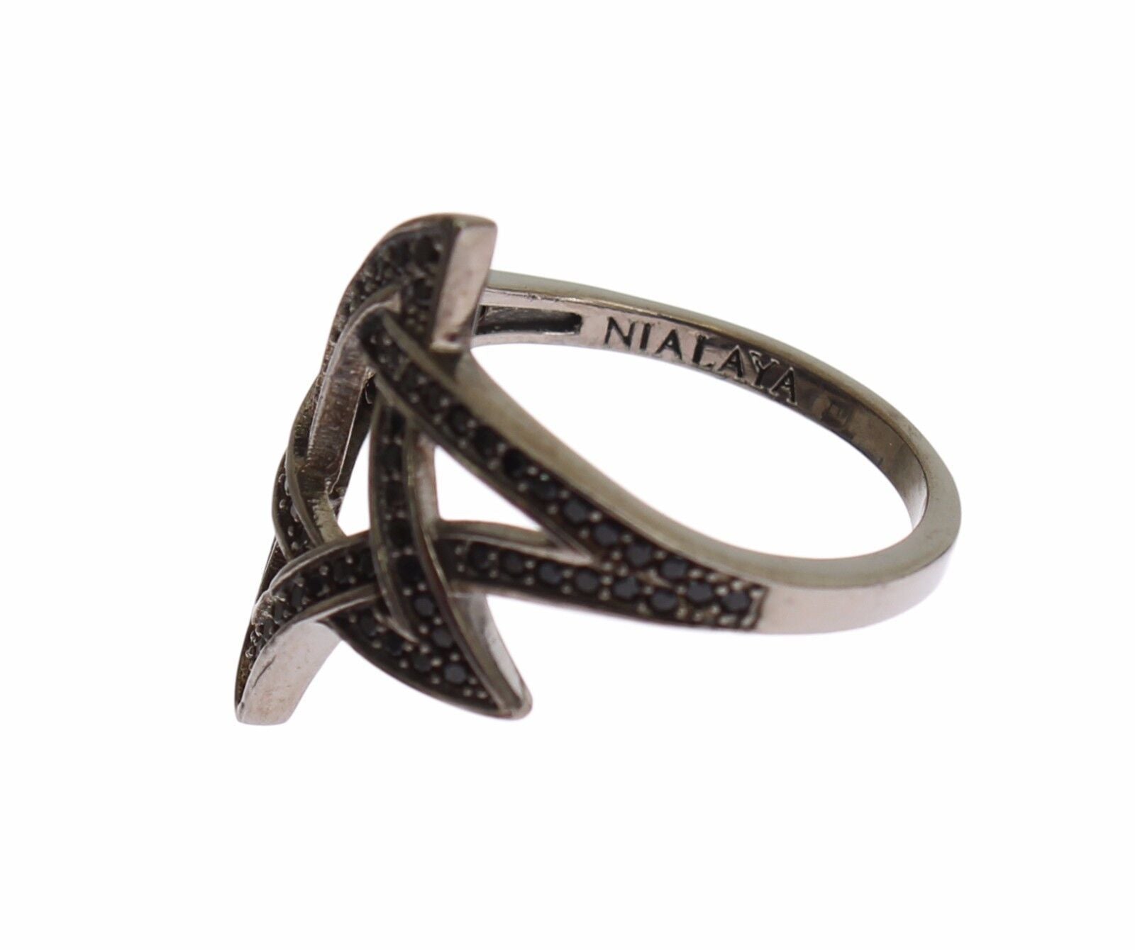 Nialaya Chic Black Rhodium Silver CZ Crystal Ring - Luksusmuotia Nialaya - Tutustu YVES JAVANNI® 