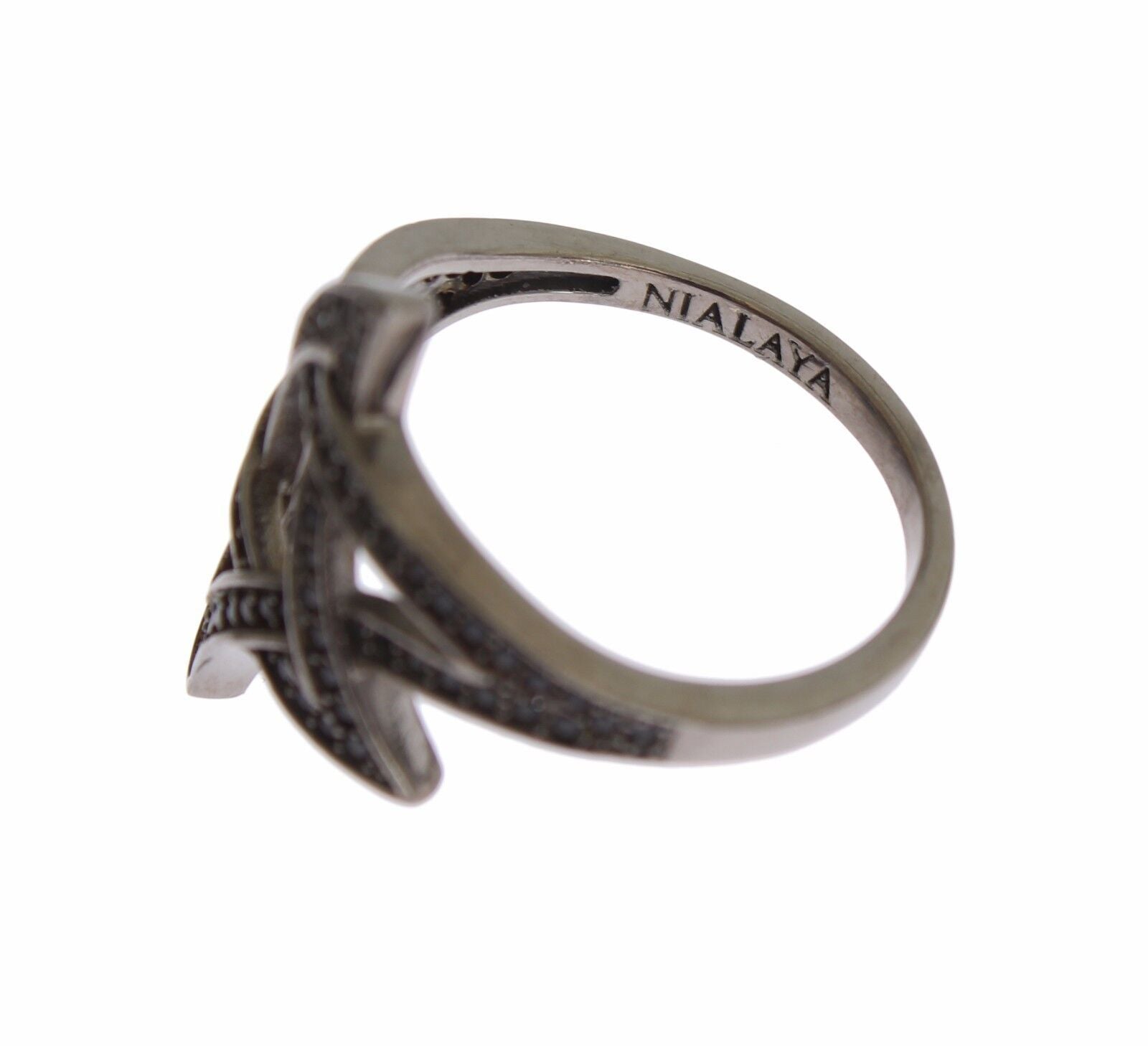 Nialaya Chic Black Rhodium Silver CZ Crystal Ring - Luksusmuotia Nialaya - Tutustu YVES JAVANNI® 