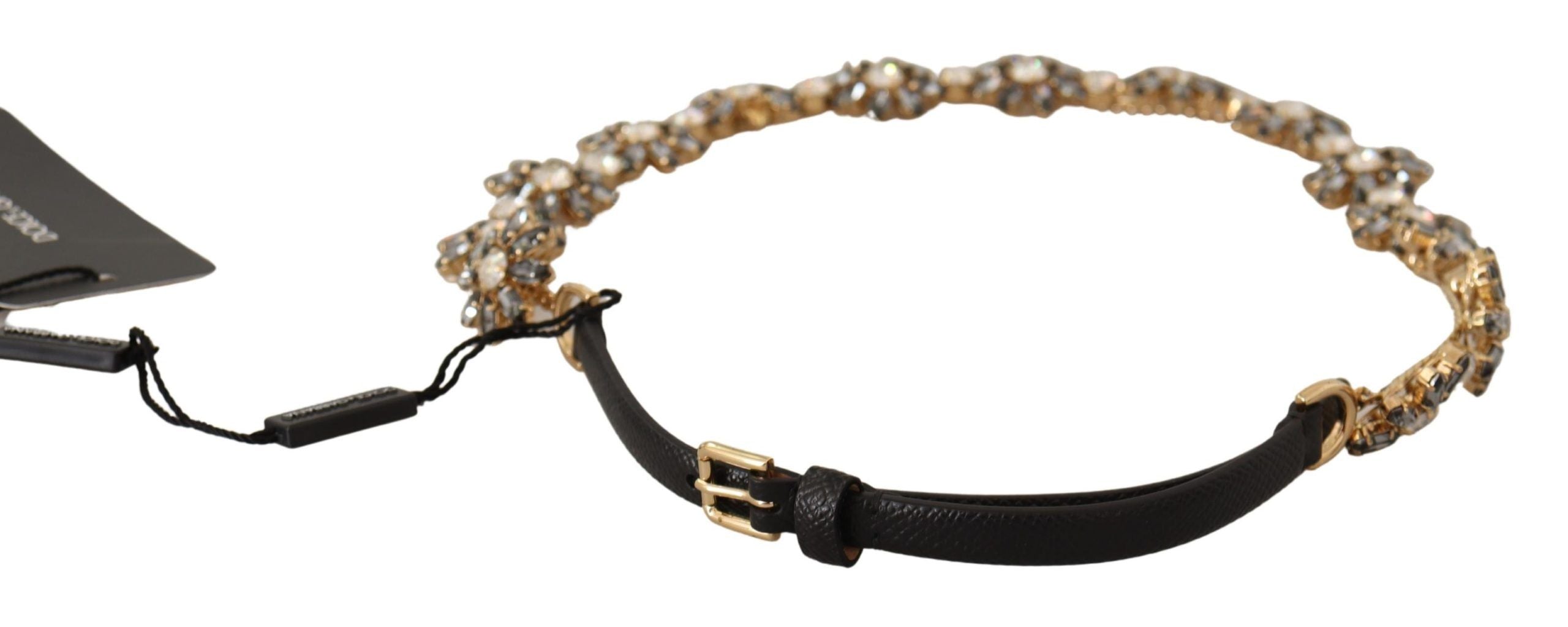 Dolce & Gabbana Elegant Crystal Daisy Chain Leather Belt - Luksuslaukut ja asusteet Dolce & Gabbana - Tutustu YVES JAVANNI® 