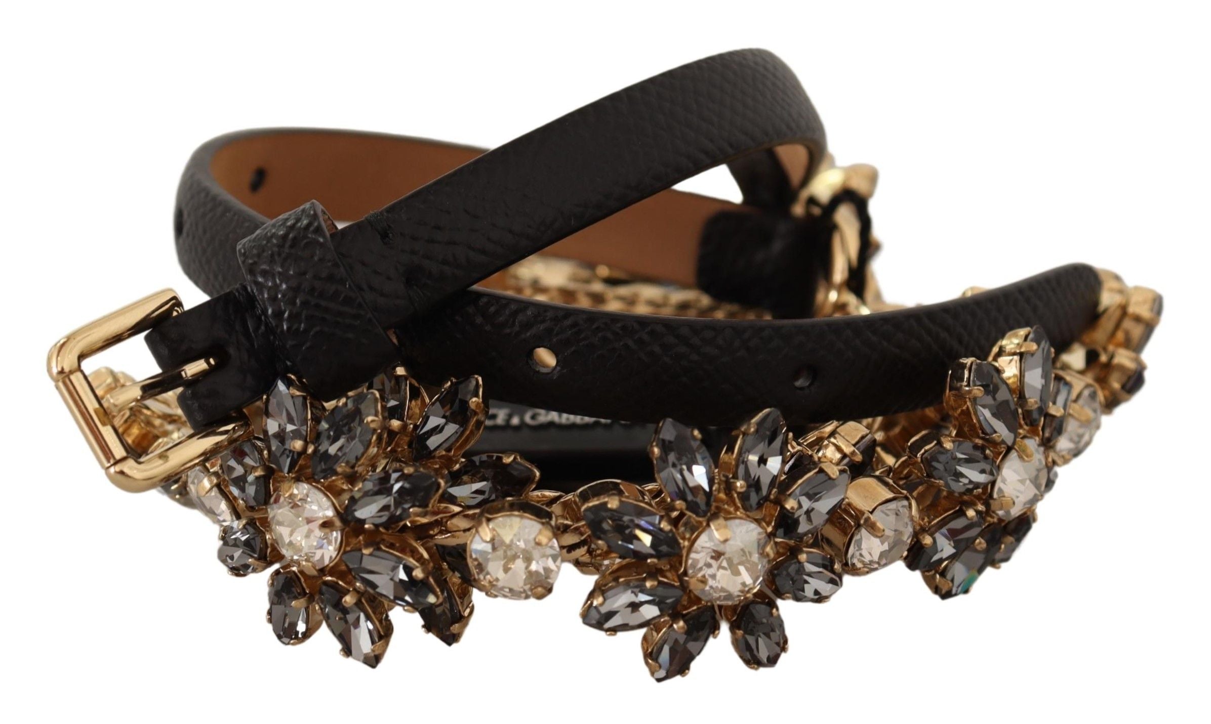 Dolce & Gabbana Elegant Crystal Daisy Chain Leather Belt - Luksusmuotia Dolce & Gabbana - Tutustu YVES JAVANNI® 