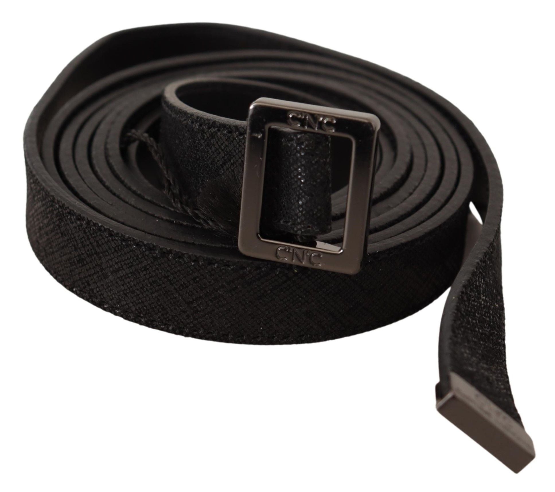 Costume National Chic Black Leather Fashion Belt with Metal Buckle - Luksusmuotia Costume National - Tutustu YVES JAVANNI® 