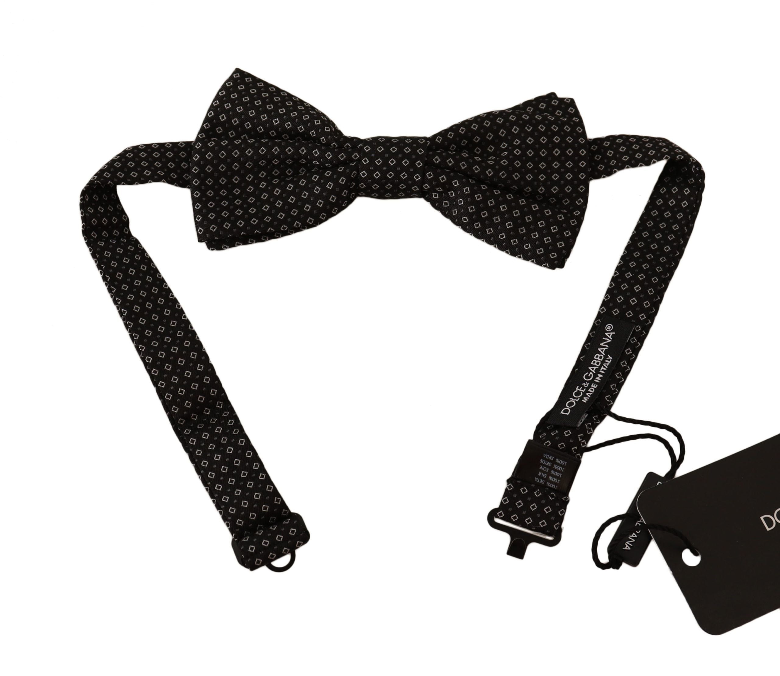 Dolce & Gabbana Elegant Black Patterned Silk Bow Tie - Luksusmuotia Dolce & Gabbana - Tutustu YVES JAVANNI® 