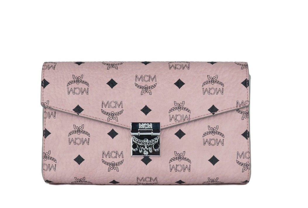 MCM Medium Soft Pink Signature Diamond Logo Leather Clutch Crossbody Handbag - Luksusmuotia MCM - Tutustu YVES JAVANNI® 