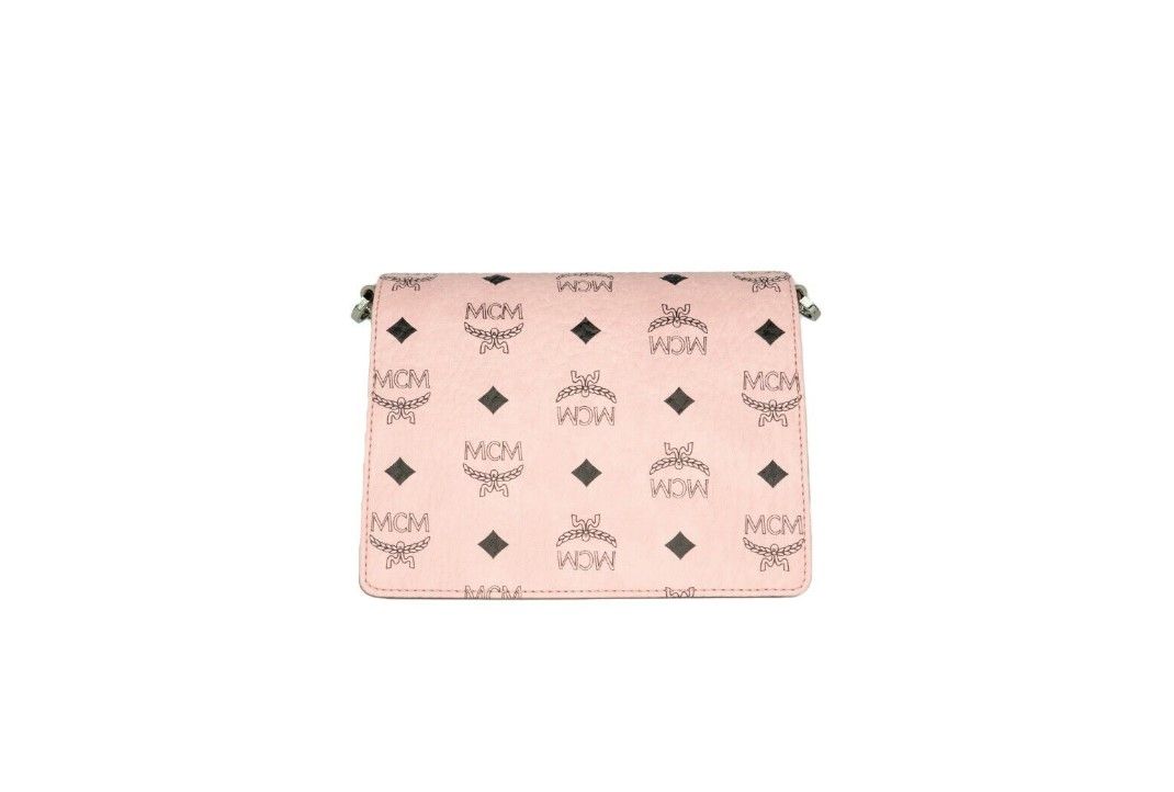 MCM Signature Soft Pink Diamond Logo Leather Mini Flap Lock Crossbody Handbag - Luksusmuotia MCM - Tutustu YVES JAVANNI® 