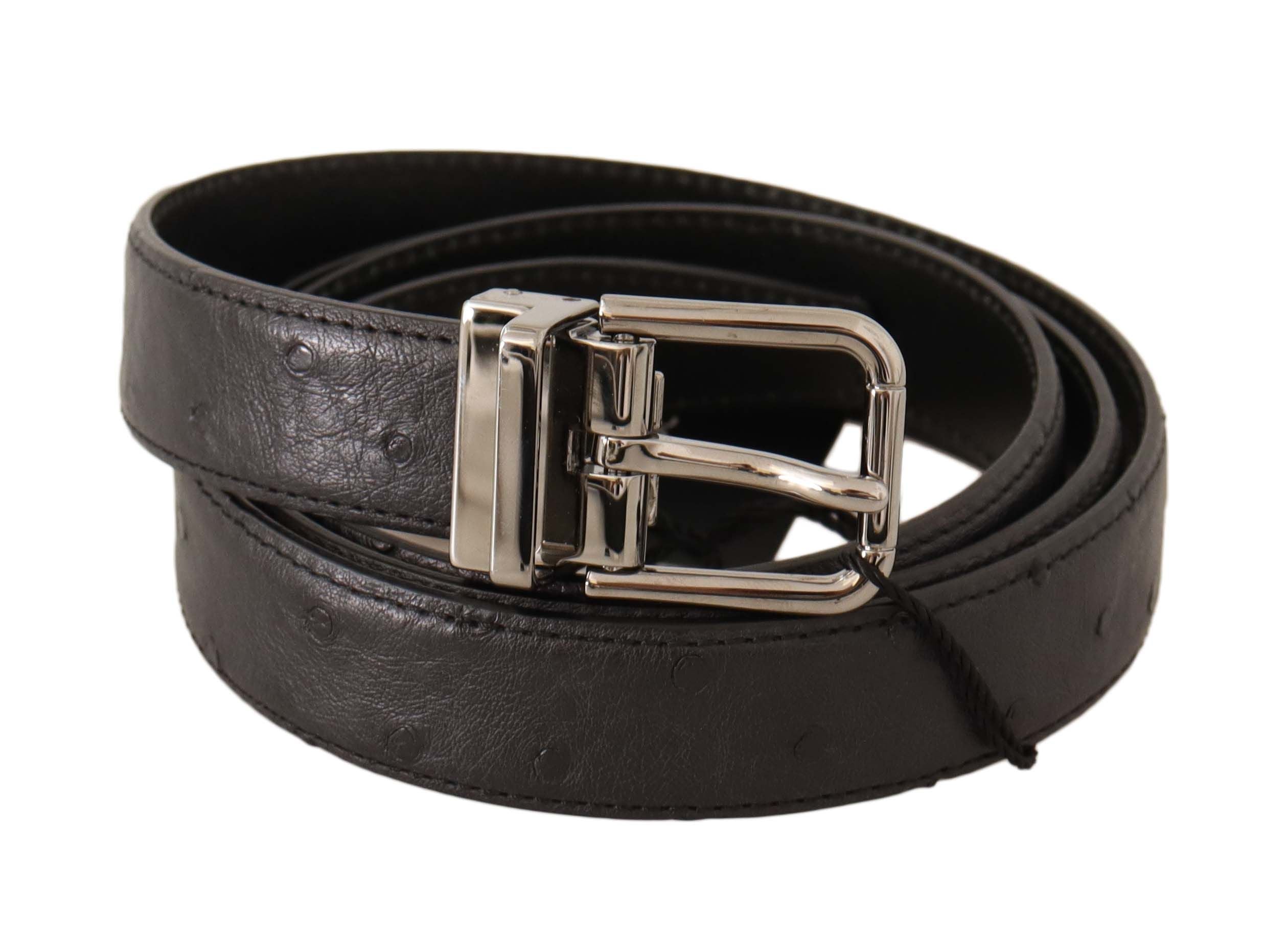 Dolce & Gabbana Elegant Black Leather Belt with Silver Buckle - Luksuslaukut ja asusteet Dolce & Gabbana - Tutustu YVES JAVANNI® 