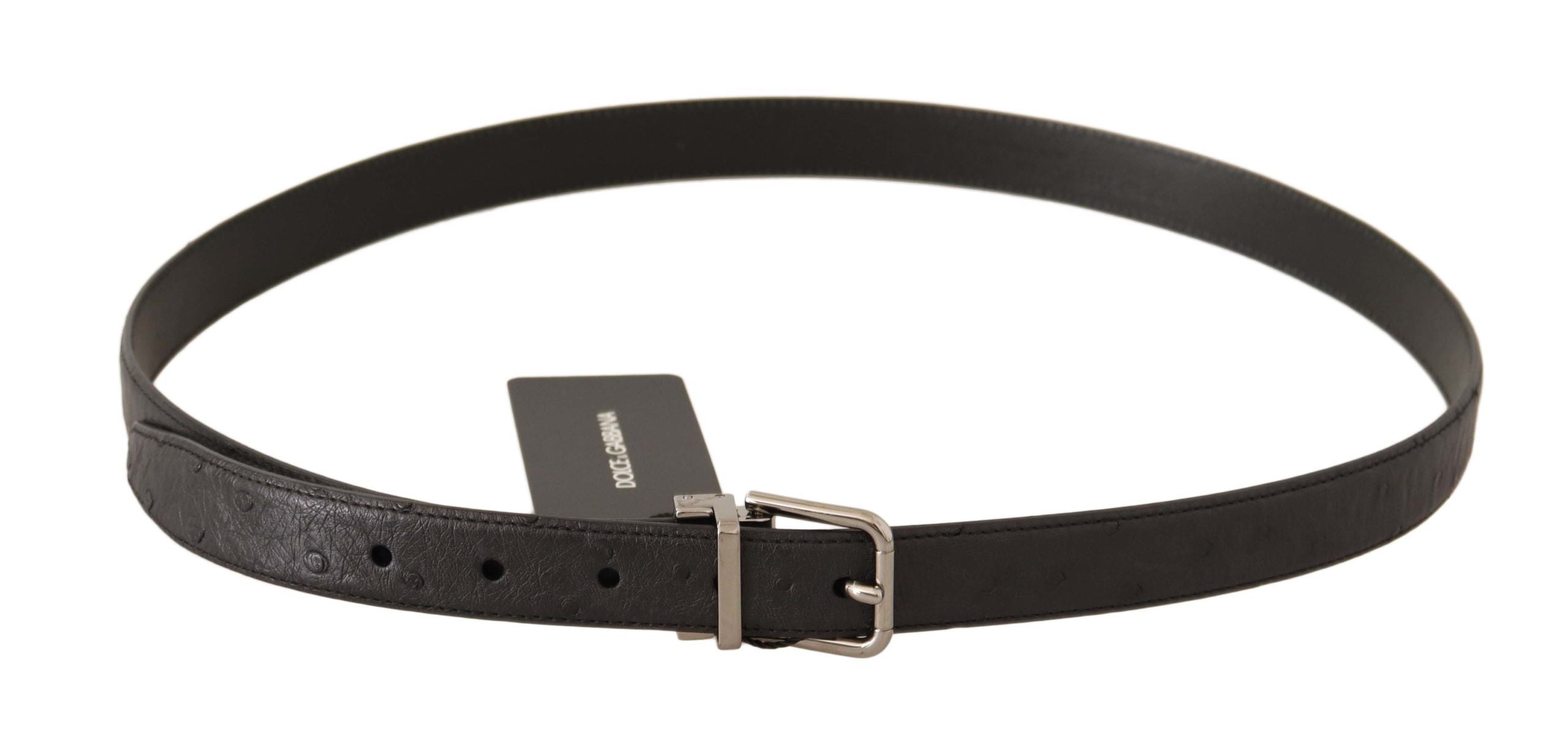 Dolce & Gabbana Elegant Black Leather Belt with Silver Buckle - Luksuslaukut ja asusteet Dolce & Gabbana - Tutustu YVES JAVANNI® 