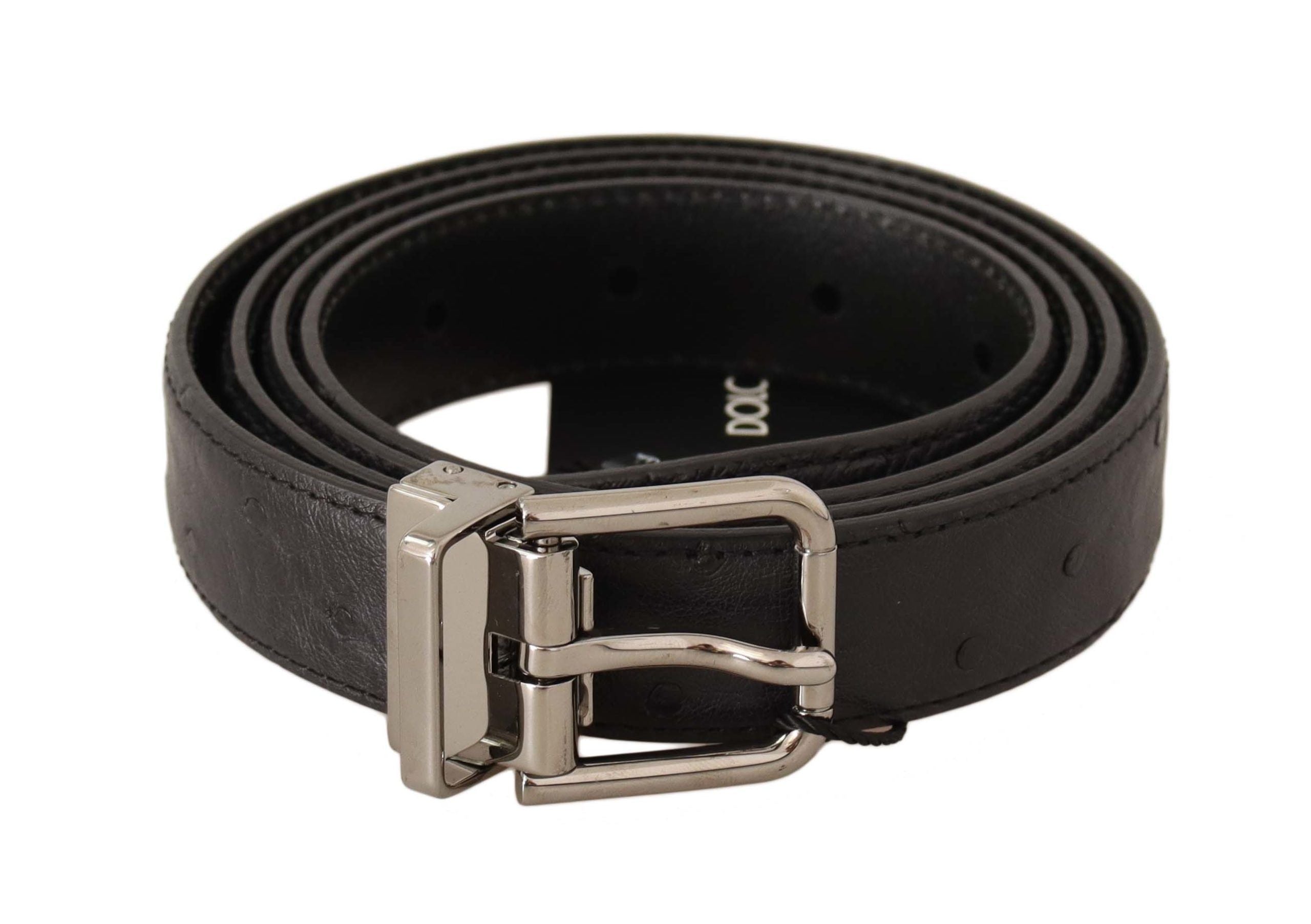 Dolce & Gabbana Elegant Black Leather Belt with Silver Buckle - Luksusmuotia Dolce & Gabbana - Tutustu YVES JAVANNI® 