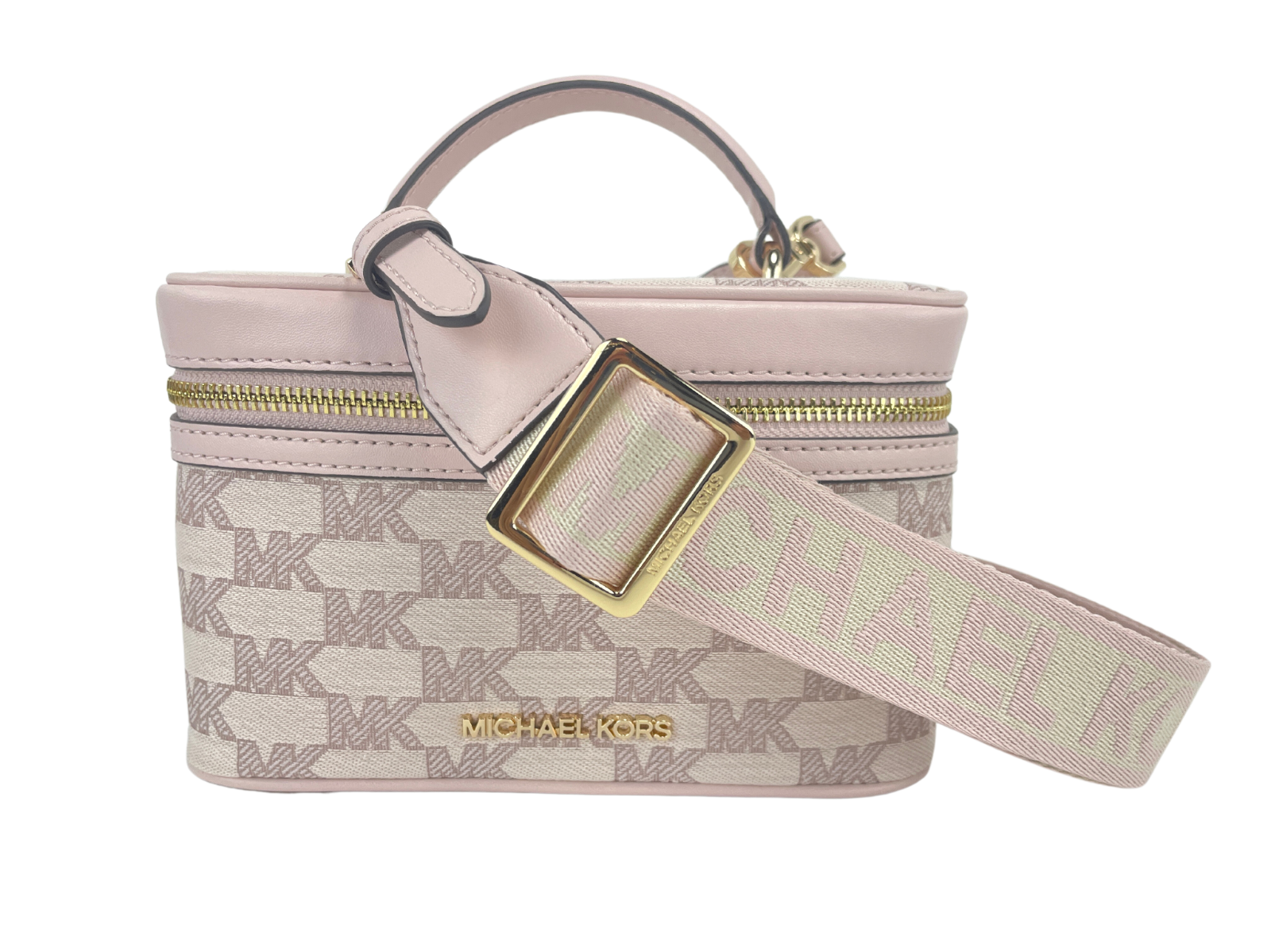 Michael Kors Jet Set Medium Powder Blush Jacquard Canvas Zip Trunk Crossbody Bag - Luksusmuotia Michael Kors - Tutustu YVES JAVANNI® 