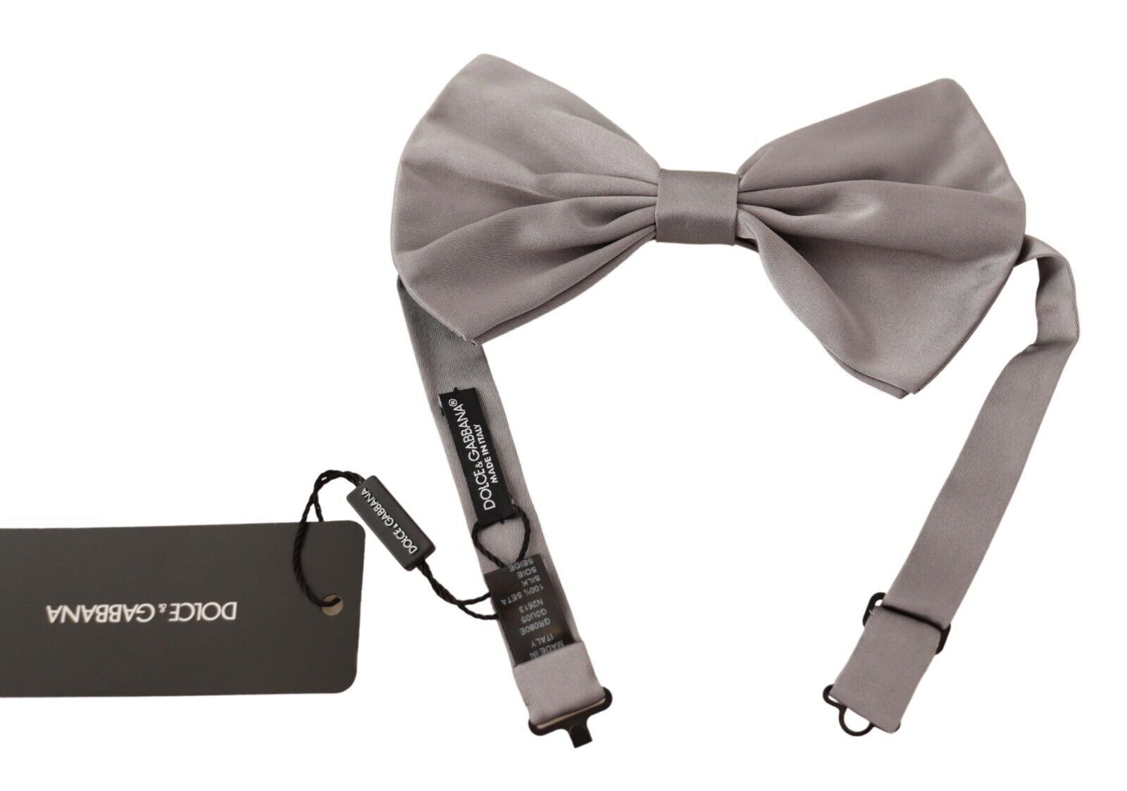 Dolce & Gabbana Elegant Silver Grey Silk Bow Tie - Luksusmuotia Dolce & Gabbana - Tutustu YVES JAVANNI® 