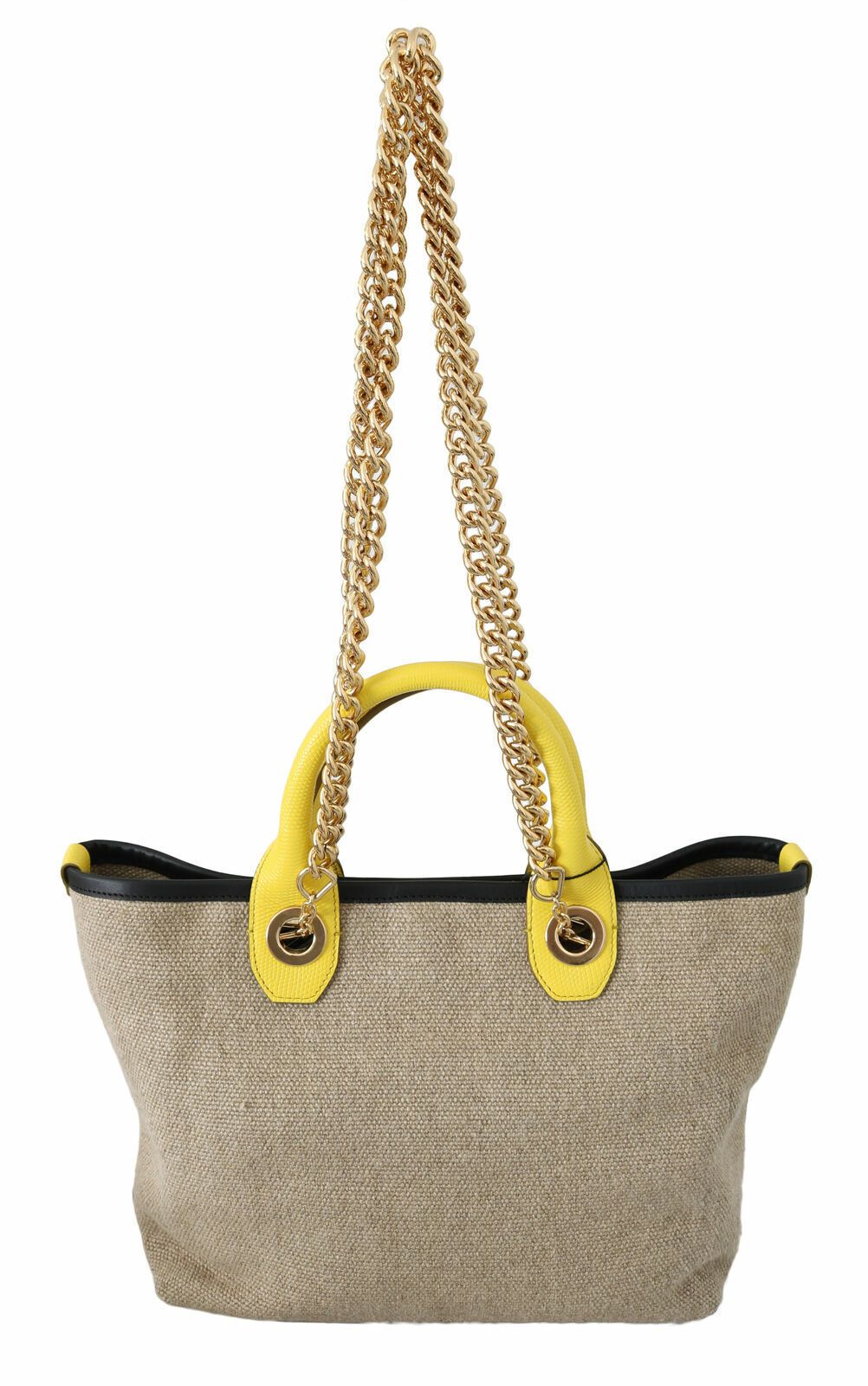 Dolce & Gabbana Beige Linen-Calf Tote with Gold Chain - Luksuslaukut ja asusteet Dolce & Gabbana - Tutustu YVES JAVANNI® 