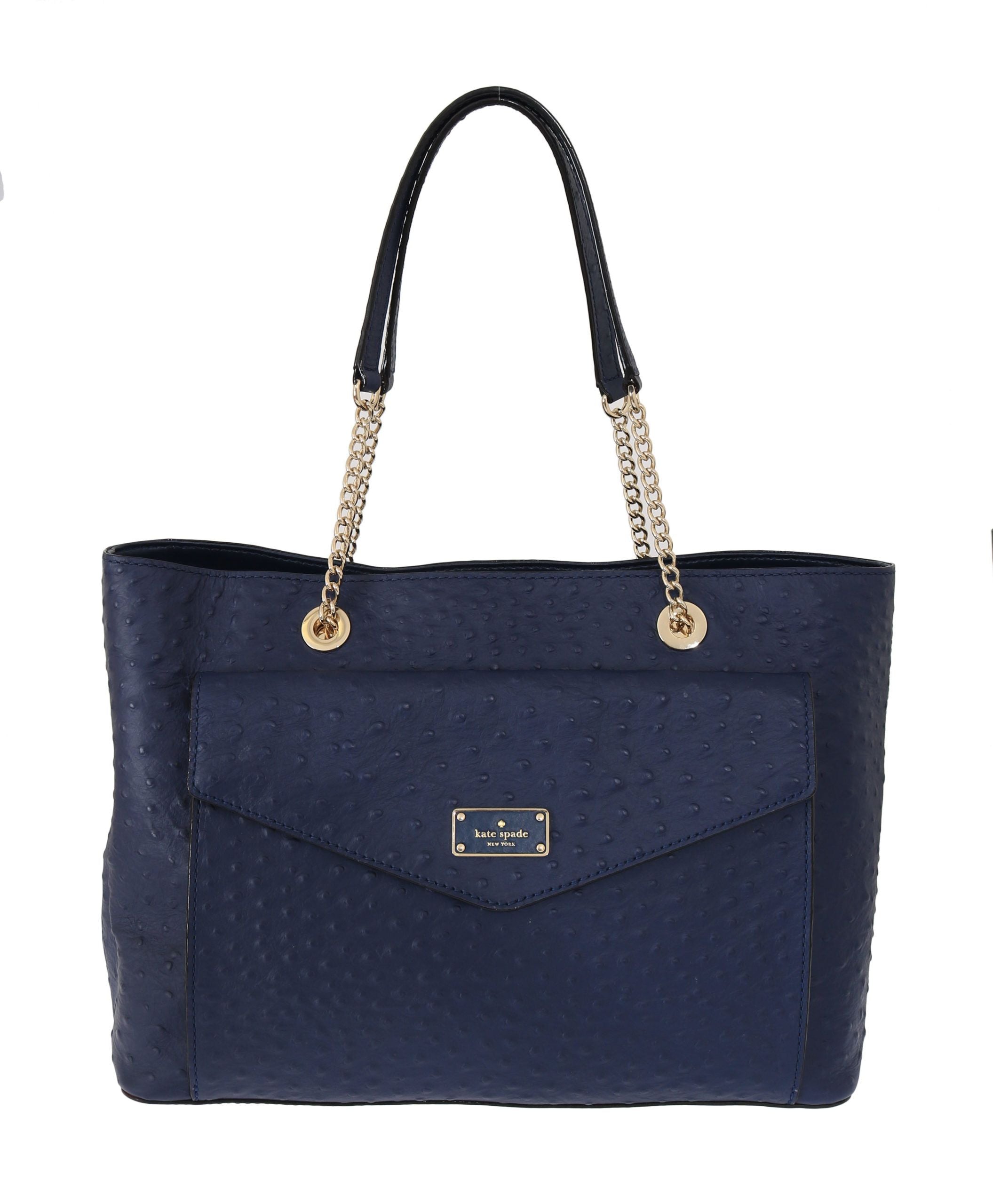 Kate Spade Elegant Ostrich Leather Handbag in Blue - Luksusmuotia Kate Spade - Tutustu YVES JAVANNI® 