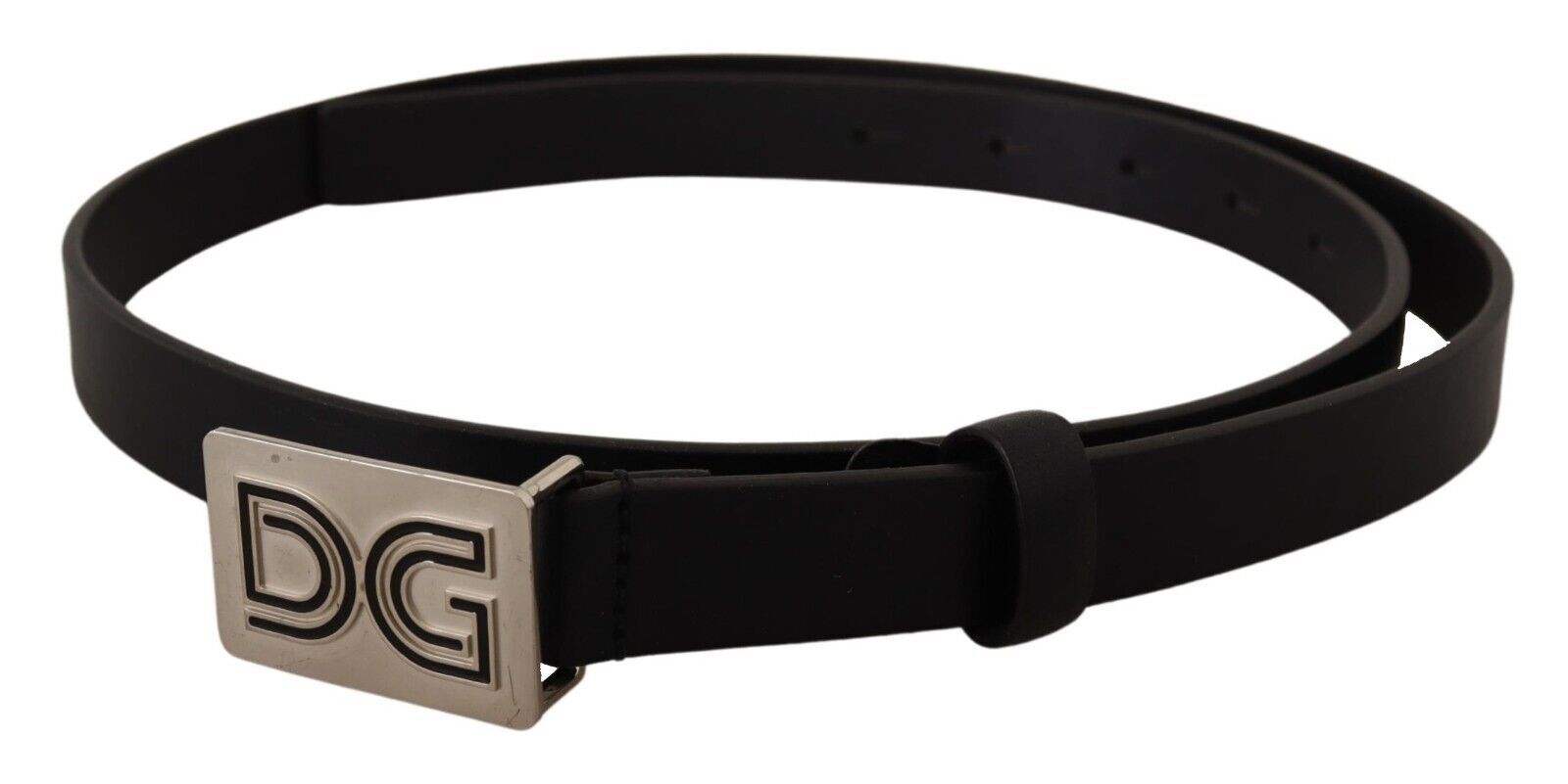 Dolce & Gabbana Elegant Black Leather Belt with Silver Buckle - Luksusmuotia Dolce & Gabbana - Tutustu YVES JAVANNI® 