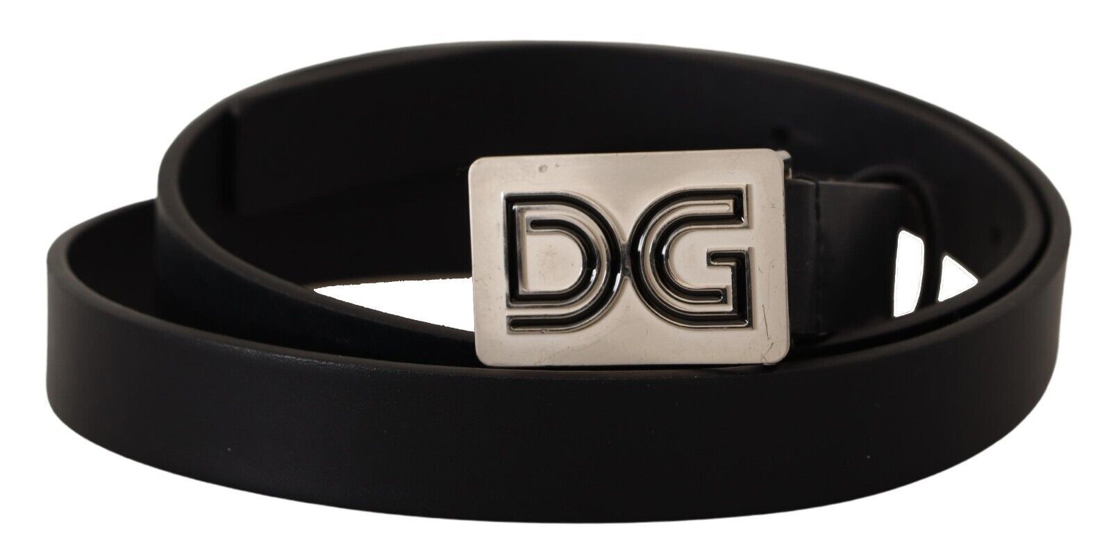 Dolce & Gabbana Elegant Black Leather Belt with Silver Buckle - Luksusmuotia Dolce & Gabbana - Tutustu YVES JAVANNI® 