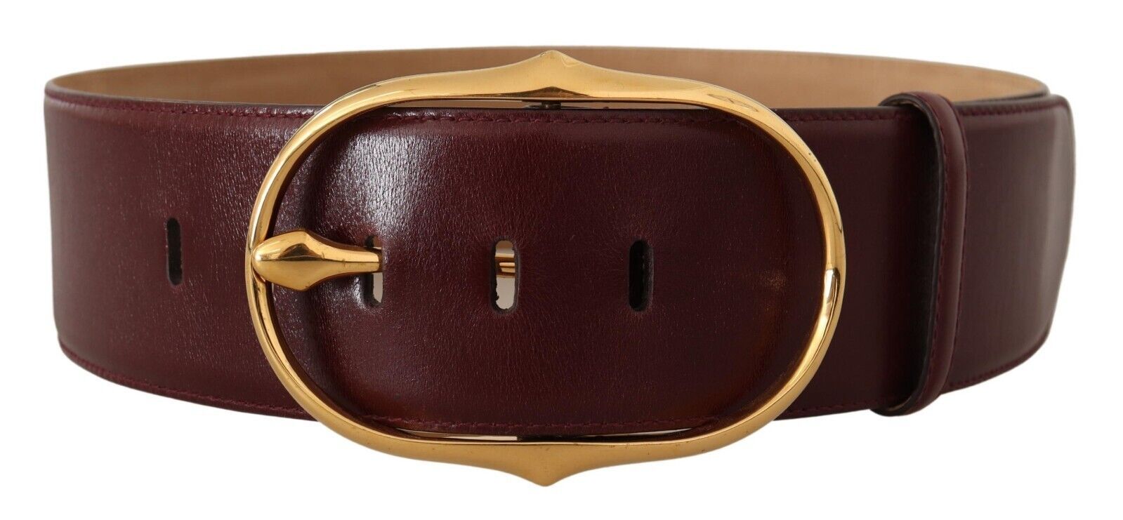 Dolce & Gabbana Elegant Brown Leather Belt with Gold Oval Buckle - Luksusmuotia Dolce & Gabbana - Tutustu YVES JAVANNI® 