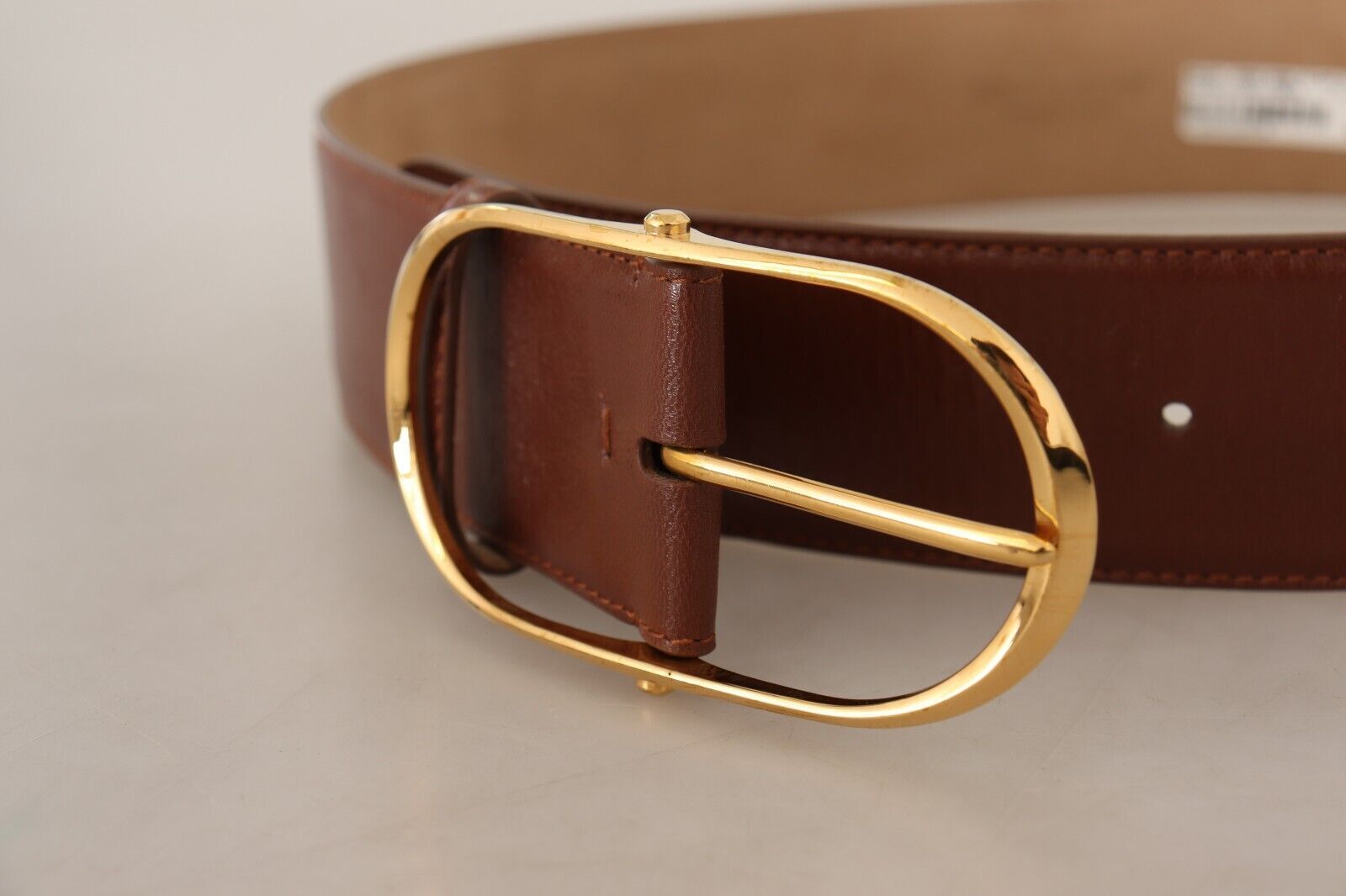 Dolce & Gabbana Elegant Brown Leather Belt with Gold Buckle - Luksuslaukut ja asusteet Dolce & Gabbana - Tutustu YVES JAVANNI® 