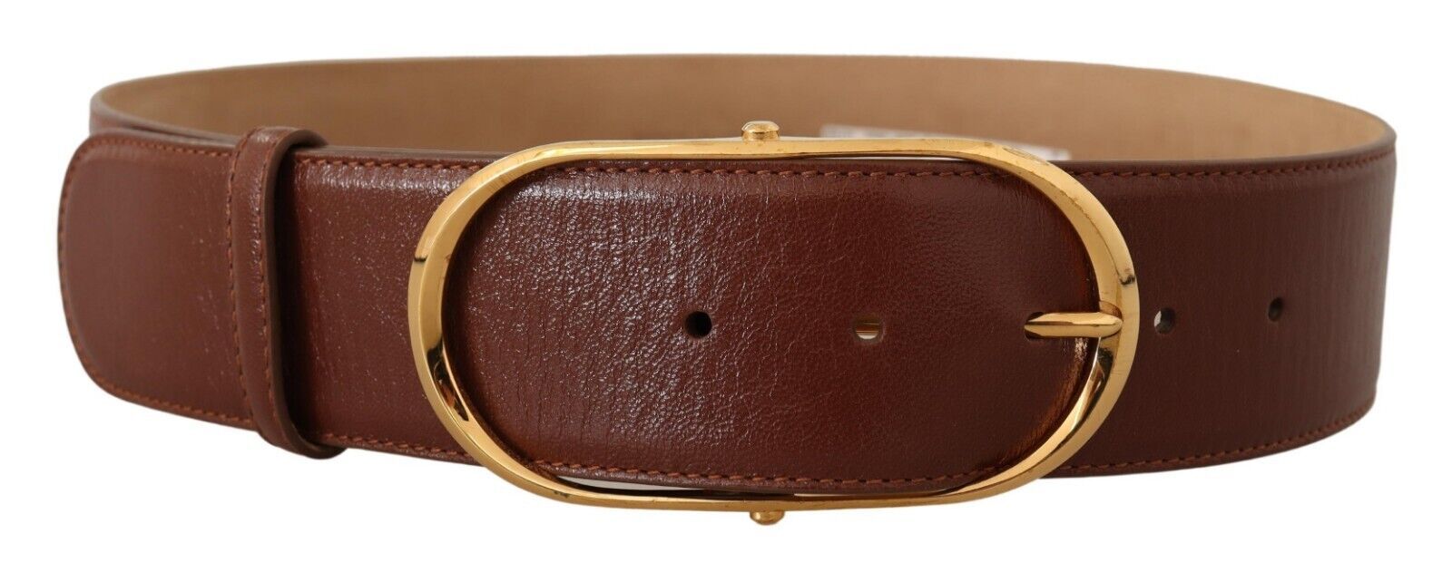 Dolce & Gabbana Elegant Brown Leather Belt with Gold Buckle - Luksuslaukut ja asusteet Dolce & Gabbana - Tutustu YVES JAVANNI® 