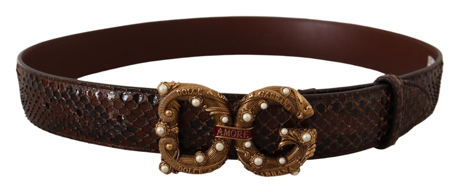 Dolce & Gabbana Elegant Phyton Leather Pearl Buckle Belt - Luksuslaukut ja asusteet Dolce & Gabbana - Tutustu YVES JAVANNI® 