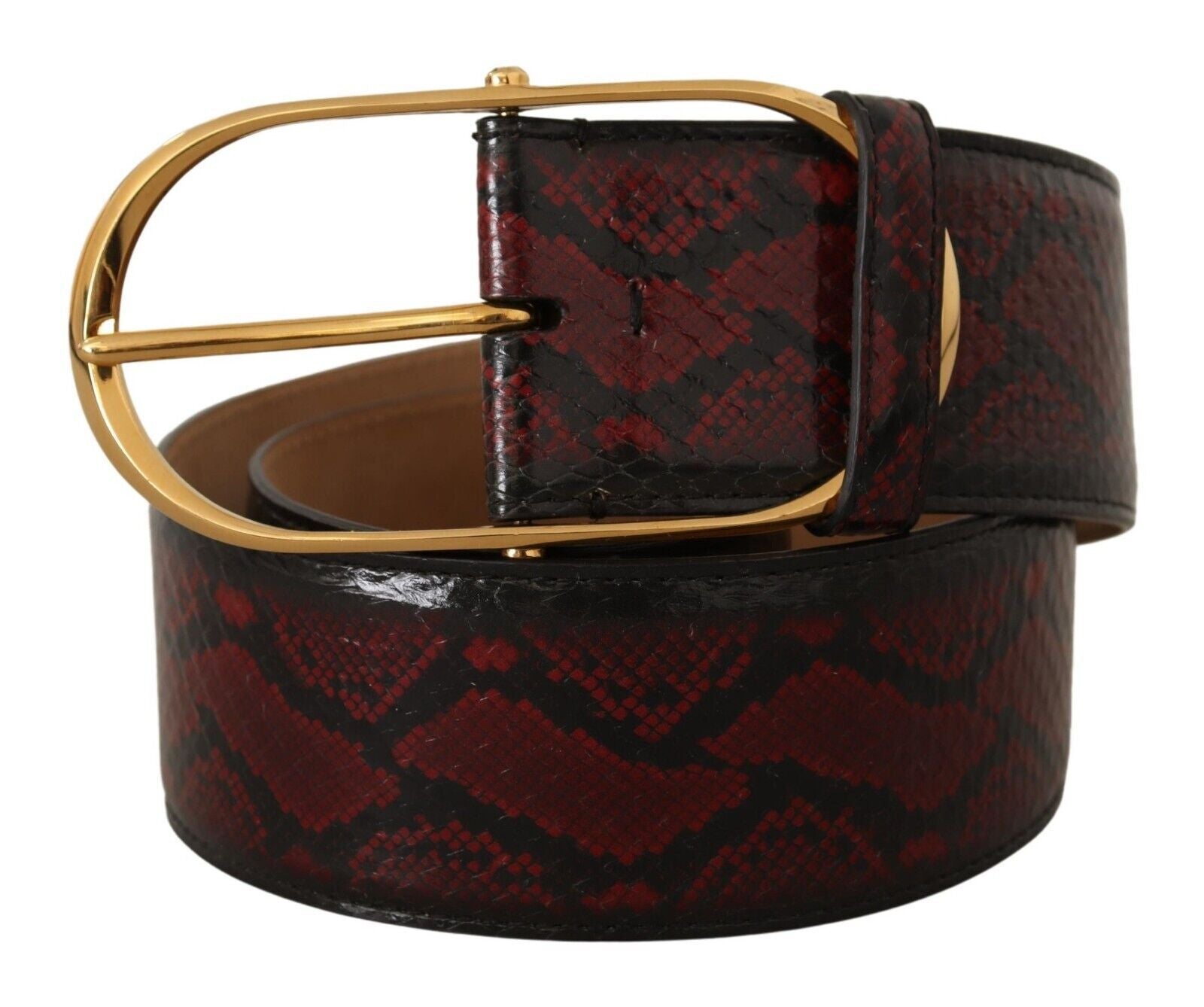 Dolce & Gabbana Elegant Red Python Leather Belt with Gold Buckle - Luksusmuotia Dolce & Gabbana - Tutustu YVES JAVANNI® 