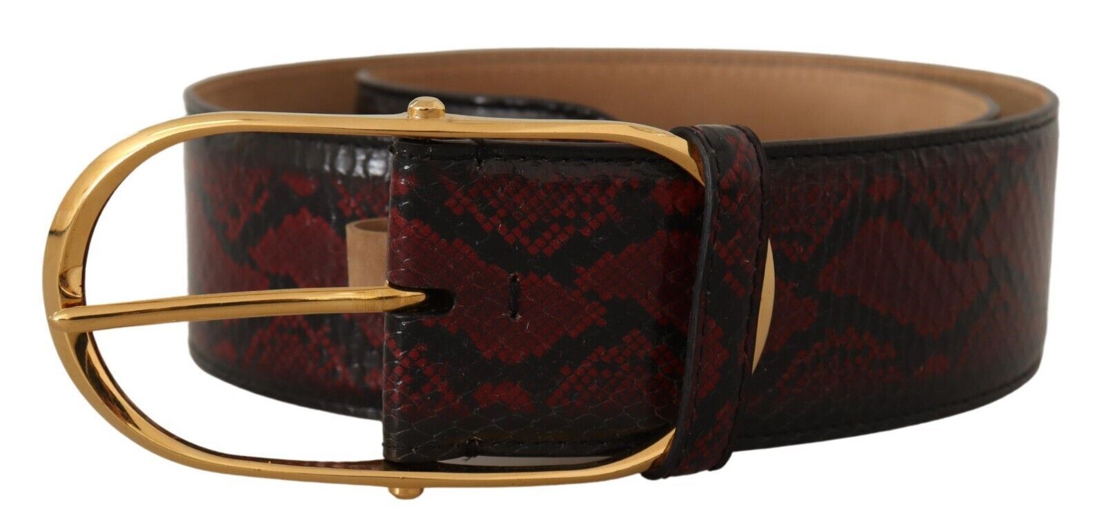 Dolce & Gabbana Elegant Red Python Leather Belt with Gold Buckle - Luksuslaukut ja asusteet Dolce & Gabbana - Tutustu YVES JAVANNI® 