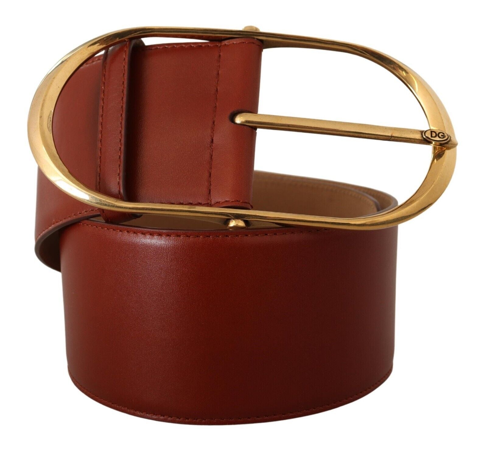 Dolce & Gabbana Elegant Maroon Leather Belt with Gold Accents - Luksusmuotia Dolce & Gabbana - Tutustu YVES JAVANNI® 