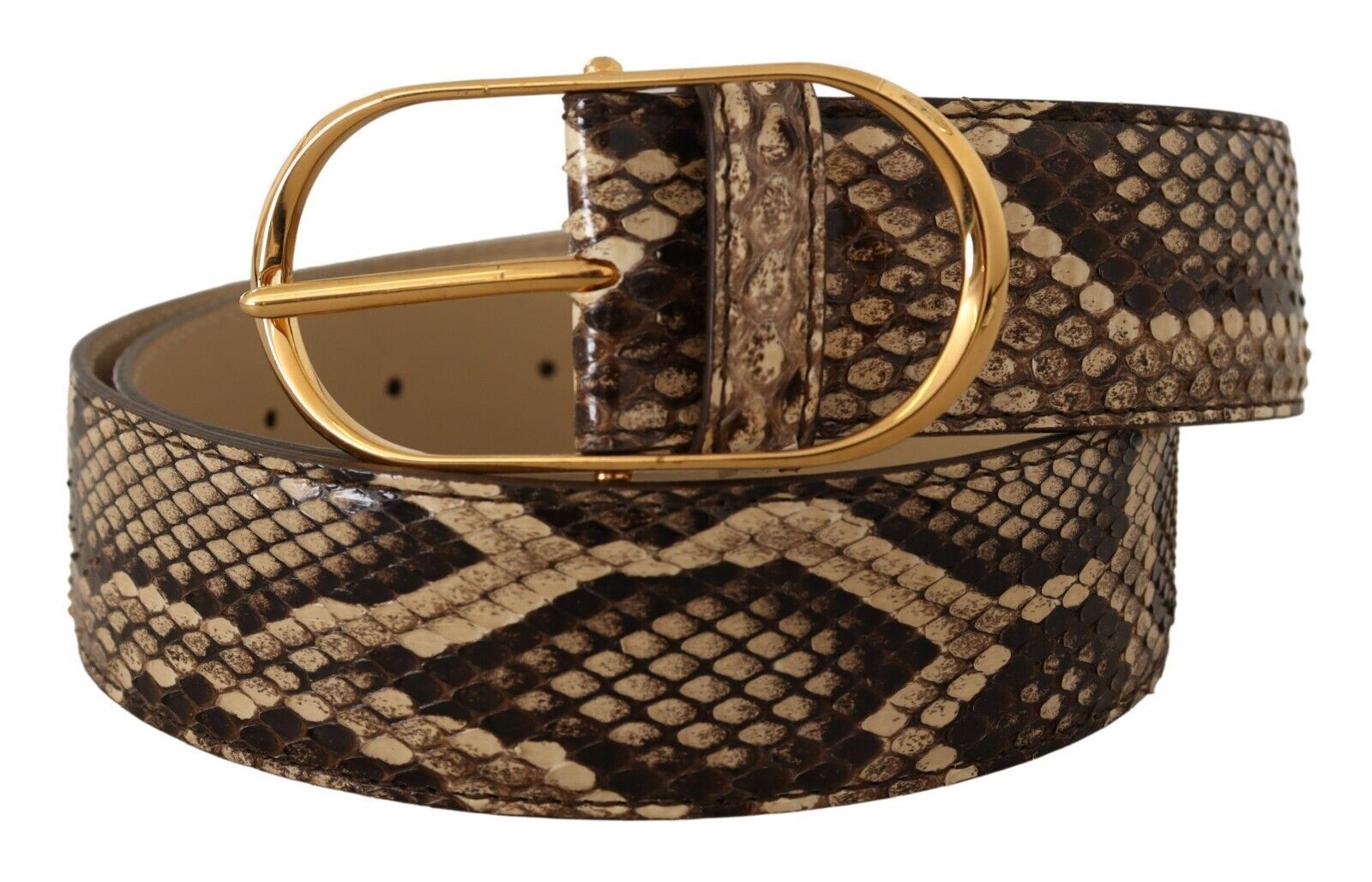 Dolce & Gabbana Elegant Phyton Leather Belt with Gold Buckle - Luksusmuotia Dolce & Gabbana - Tutustu YVES JAVANNI® 