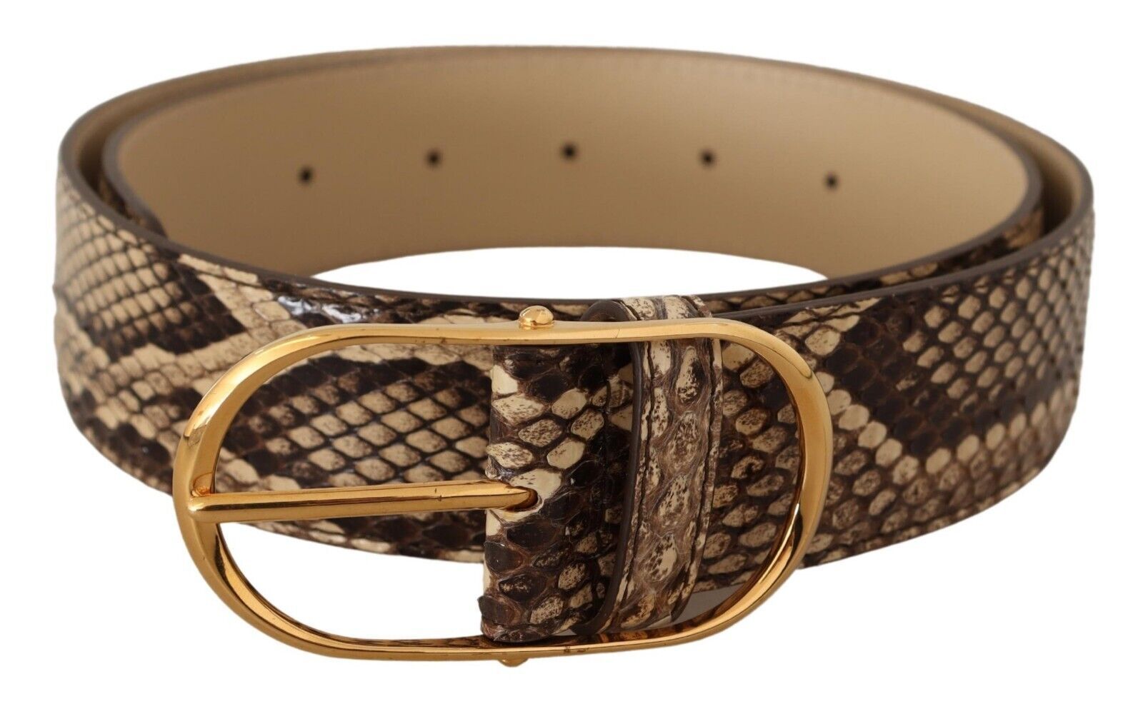 Dolce & Gabbana Elegant Phyton Leather Belt with Gold Buckle - Luksuslaukut ja asusteet Dolce & Gabbana - Tutustu YVES JAVANNI® 