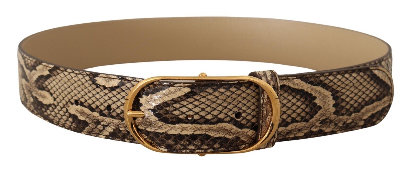 Dolce & Gabbana Elegant Phyton Leather Belt with Gold Buckle - Luksusmuotia Dolce & Gabbana - Tutustu YVES JAVANNI® 