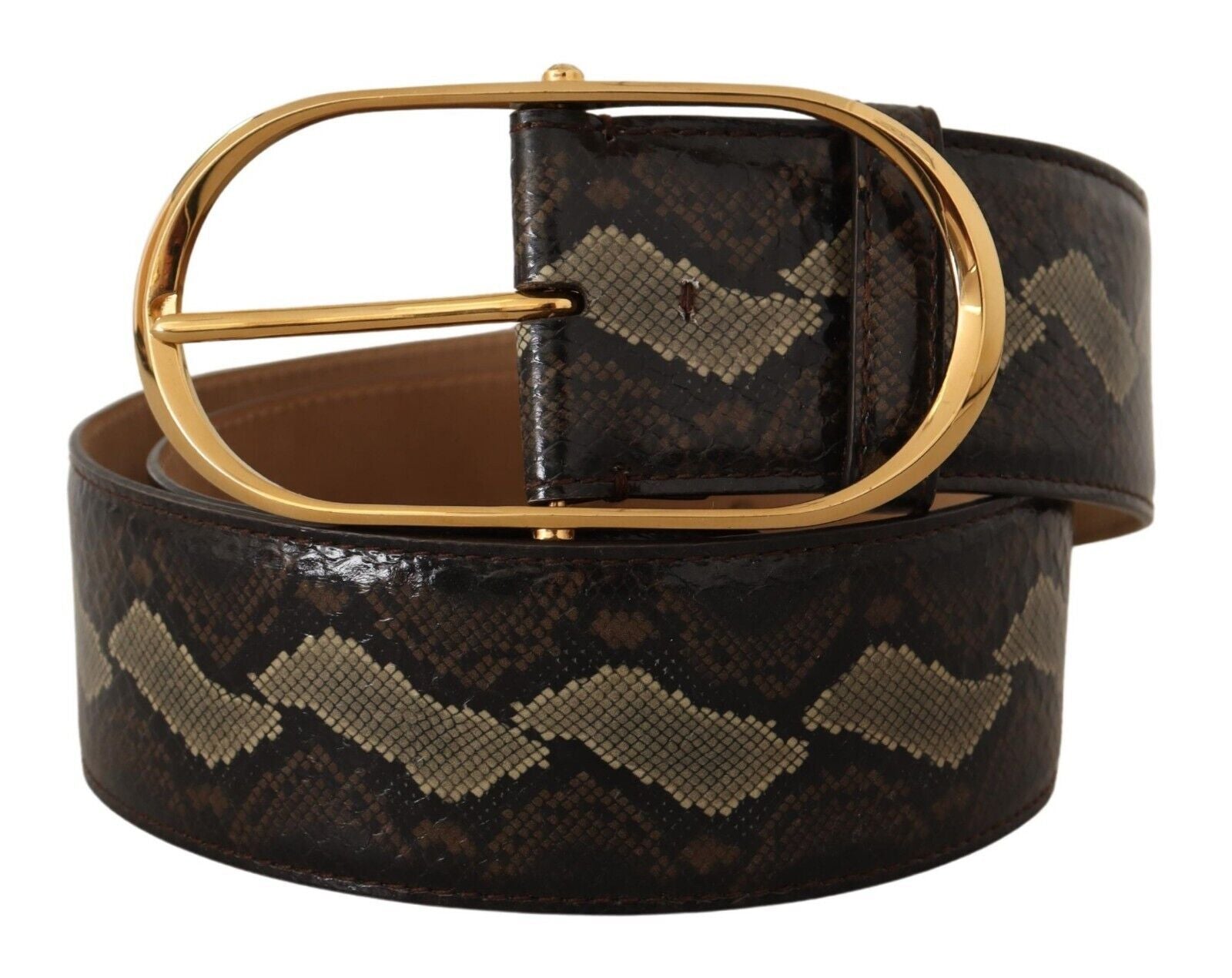 Dolce & Gabbana Elegant Snakeskin Belt with Gold Oval Buckle - Luksuslaukut ja asusteet Dolce & Gabbana - Tutustu YVES JAVANNI® 