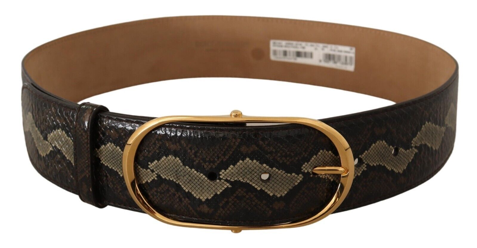 Dolce & Gabbana Elegant Snakeskin Belt with Gold Oval Buckle - Luksusmuotia Dolce & Gabbana - Tutustu YVES JAVANNI® 