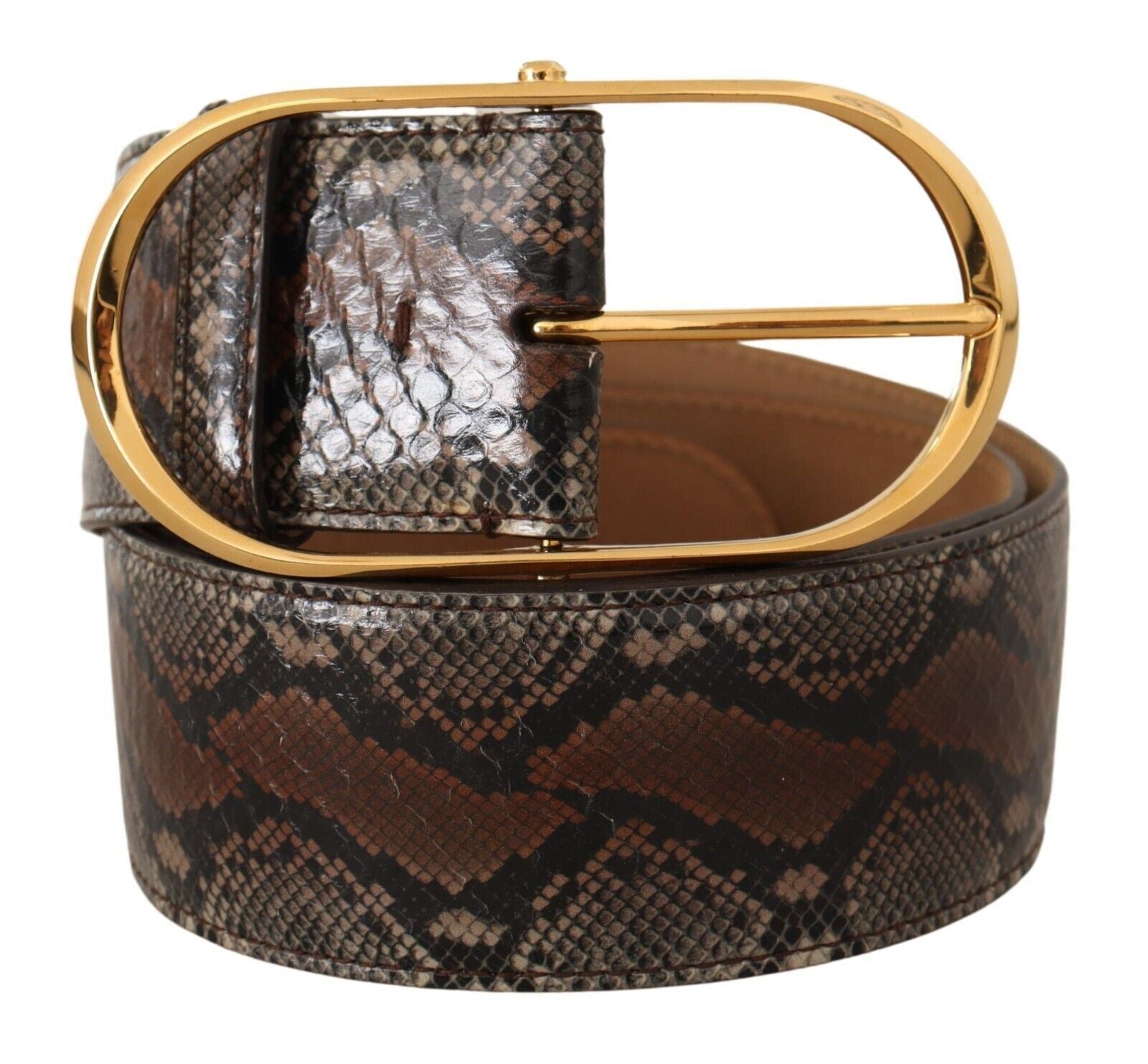 Dolce & Gabbana Elegant Brown Leather Belt with Gold Buckle - Luksuslaukut ja asusteet Dolce & Gabbana - Tutustu YVES JAVANNI® 