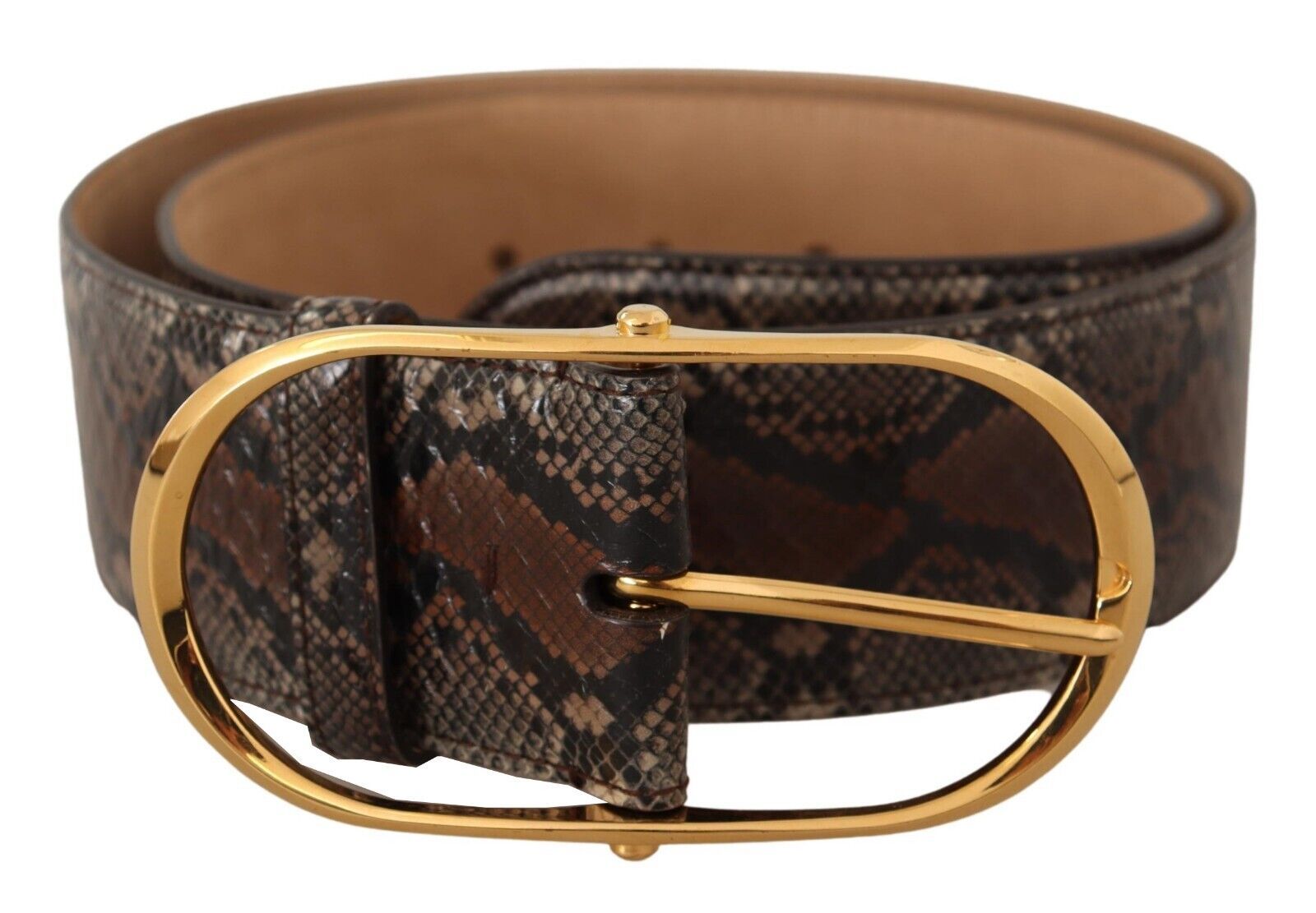 Dolce & Gabbana Elegant Brown Leather Belt with Gold Buckle - Luksuslaukut ja asusteet Dolce & Gabbana - Tutustu YVES JAVANNI® 