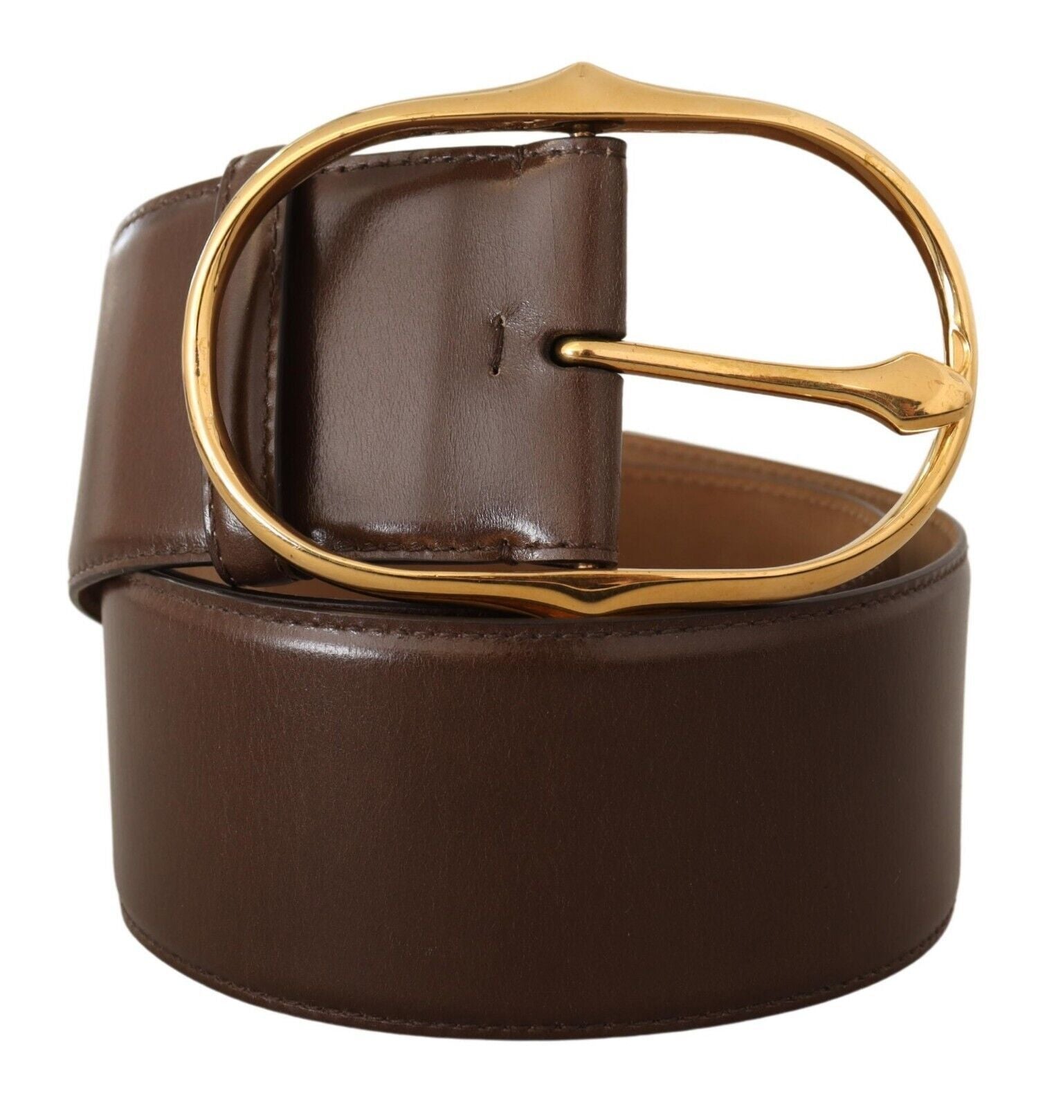 Dolce & Gabbana Elegant Brown Leather Belt with Gold Buckle - Luksusmuotia Dolce & Gabbana - Tutustu YVES JAVANNI® 