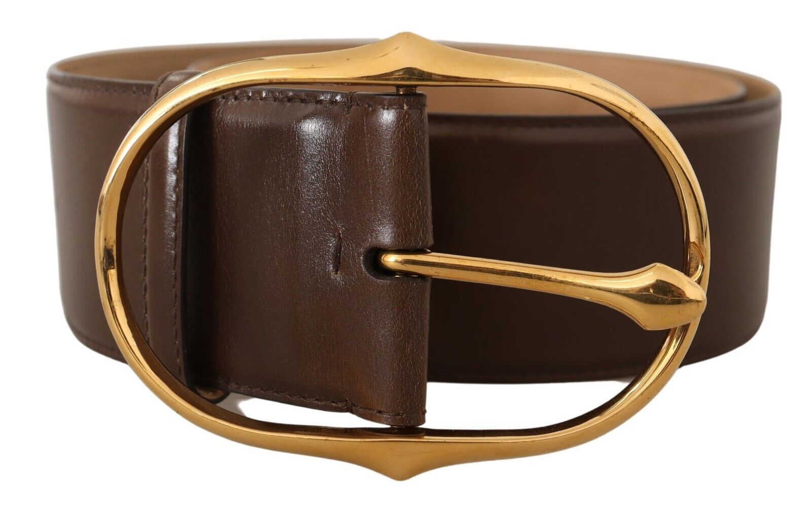 Dolce & Gabbana Elegant Brown Leather Belt with Gold Buckle - Luksusmuotia Dolce & Gabbana - Tutustu YVES JAVANNI® 