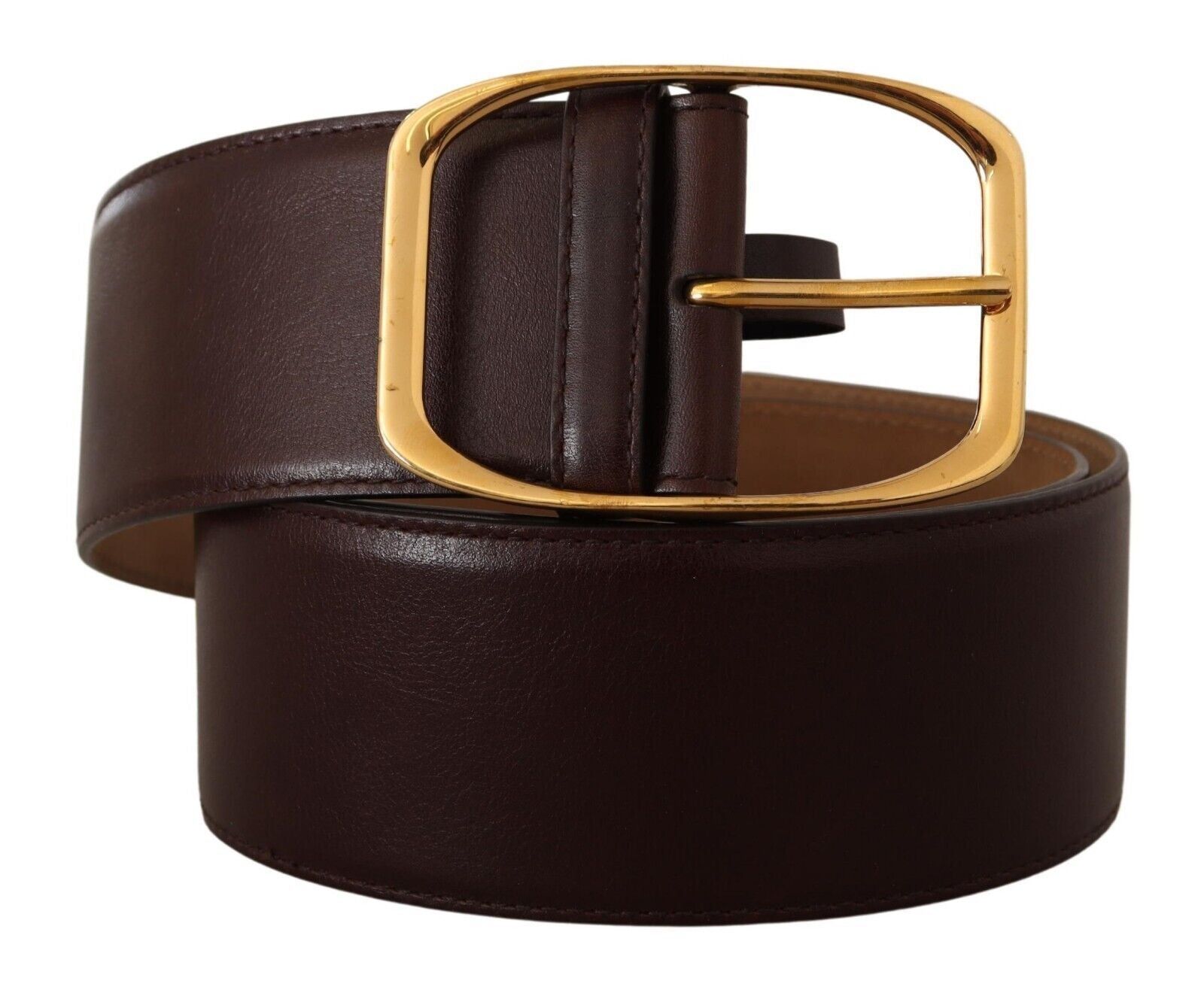 Dolce & Gabbana Elegant Dark Brown Leather Belt with Gold Buckle - Luksuslaukut ja asusteet Dolce & Gabbana - Tutustu YVES JAVANNI® 