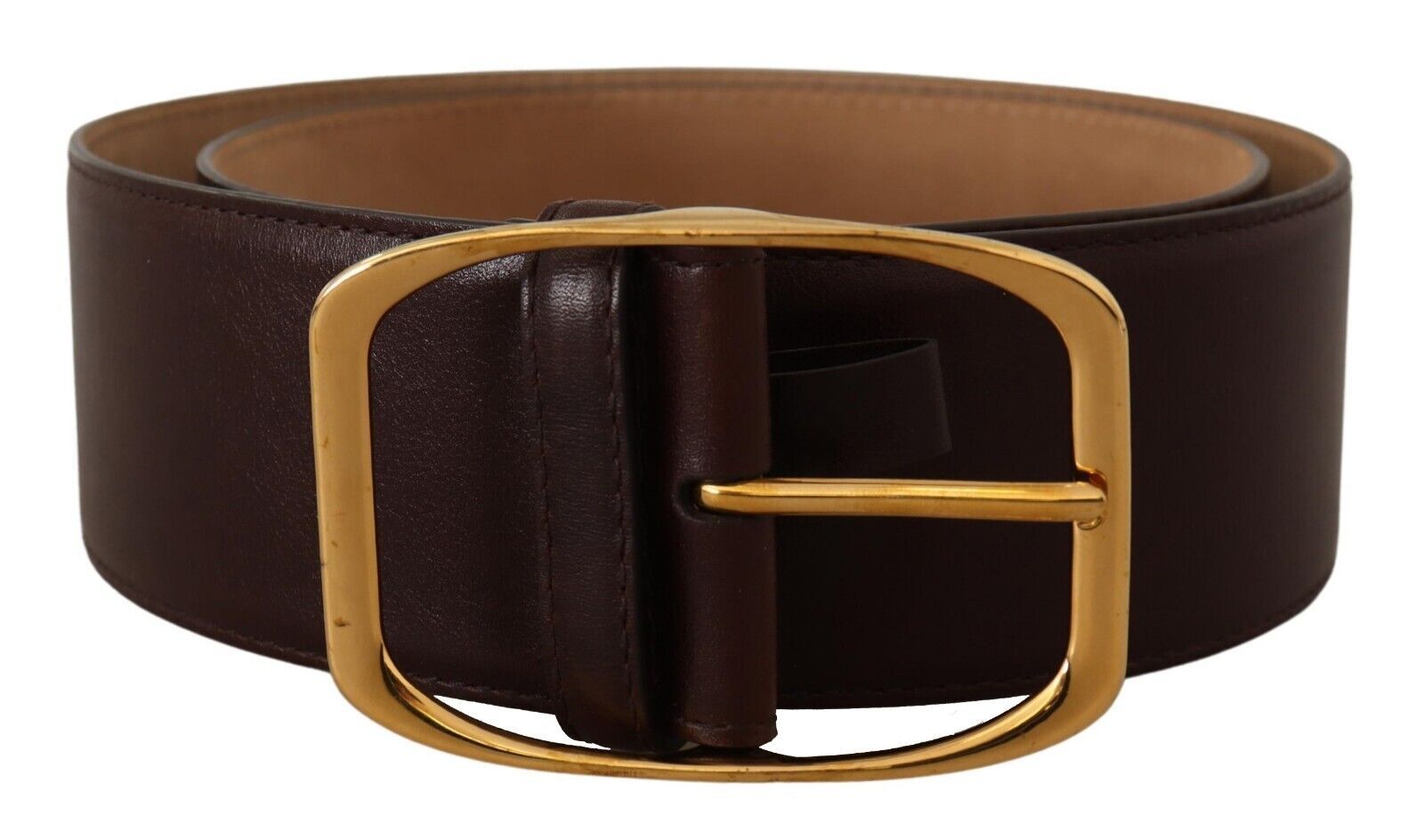 Dolce & Gabbana Elegant Dark Brown Leather Belt with Gold Buckle - Luksuslaukut ja asusteet Dolce & Gabbana - Tutustu YVES JAVANNI® 