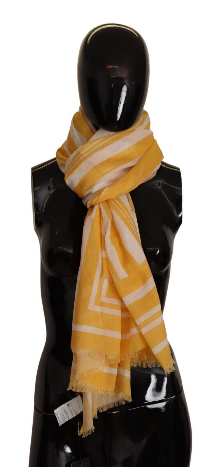 Dolce & Gabbana Elegant Striped Cotton Scarf with Logo Print - Luksuslaukut ja asusteet Dolce & Gabbana - Tutustu YVES JAVANNI® 