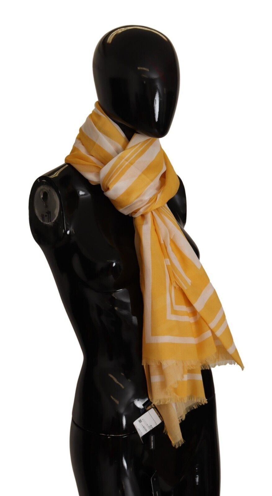 Dolce & Gabbana Elegant Striped Cotton Scarf with Logo Print - Luksusmuotia Dolce & Gabbana - Tutustu YVES JAVANNI® 