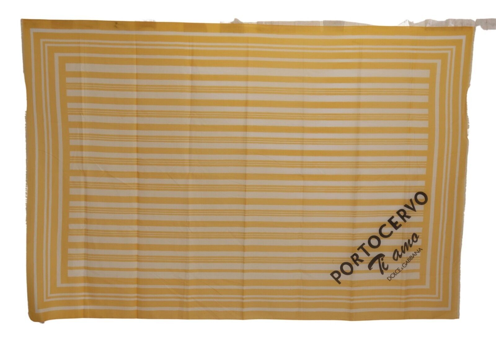 Dolce & Gabbana Elegant Striped Cotton Scarf with Logo Print - Luksusmuotia Dolce & Gabbana - Tutustu YVES JAVANNI® 