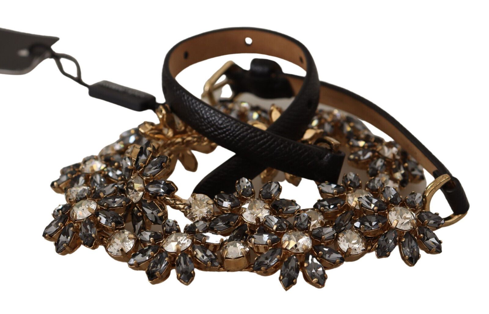 Dolce & Gabbana Elegant Crystal Daisy Chain Leather Belt - Luksusmuotia Dolce & Gabbana - Tutustu YVES JAVANNI® 