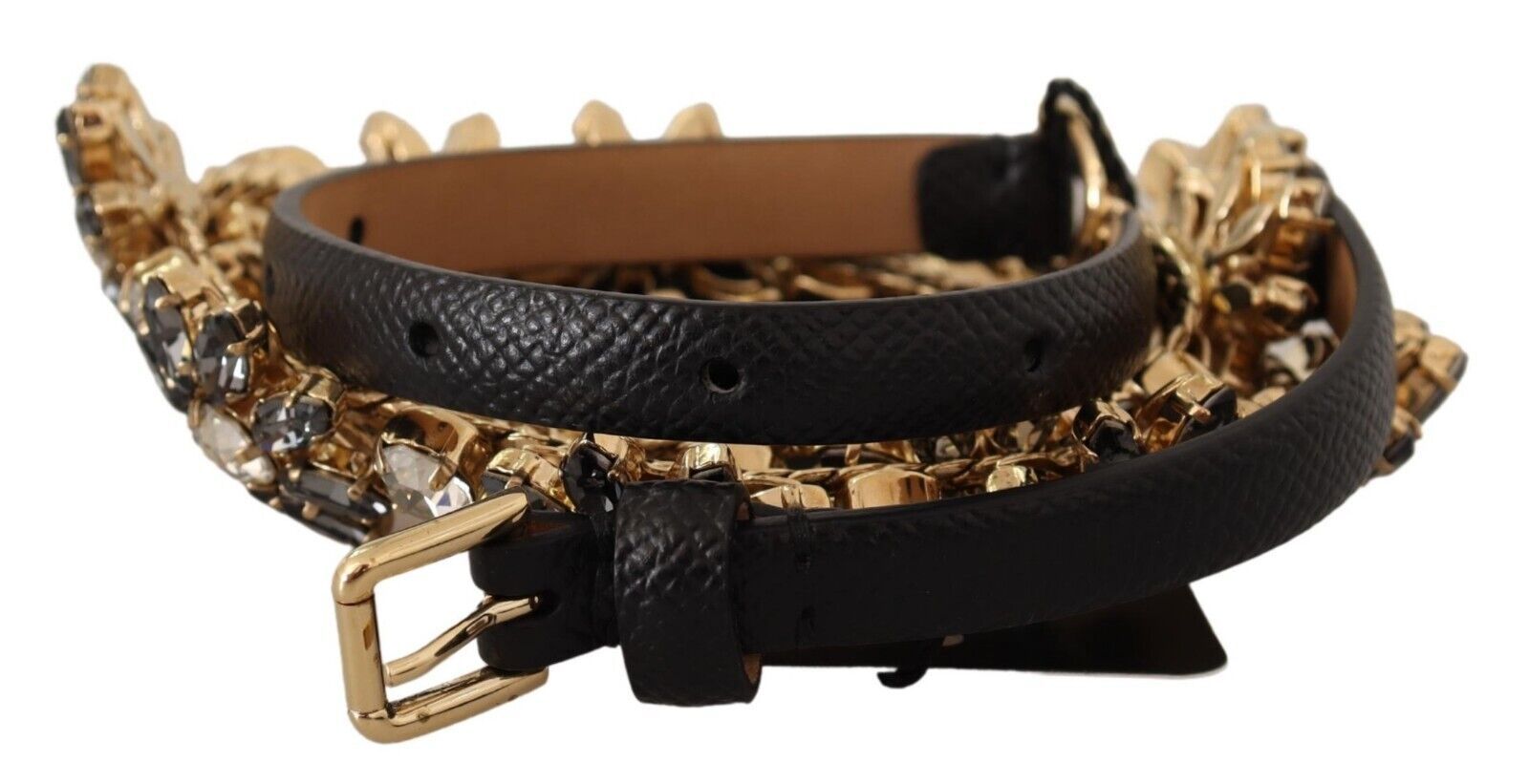 Dolce & Gabbana Elegant Crystal Daisy Chain Leather Belt - Luksusmuotia Dolce & Gabbana - Tutustu YVES JAVANNI® 