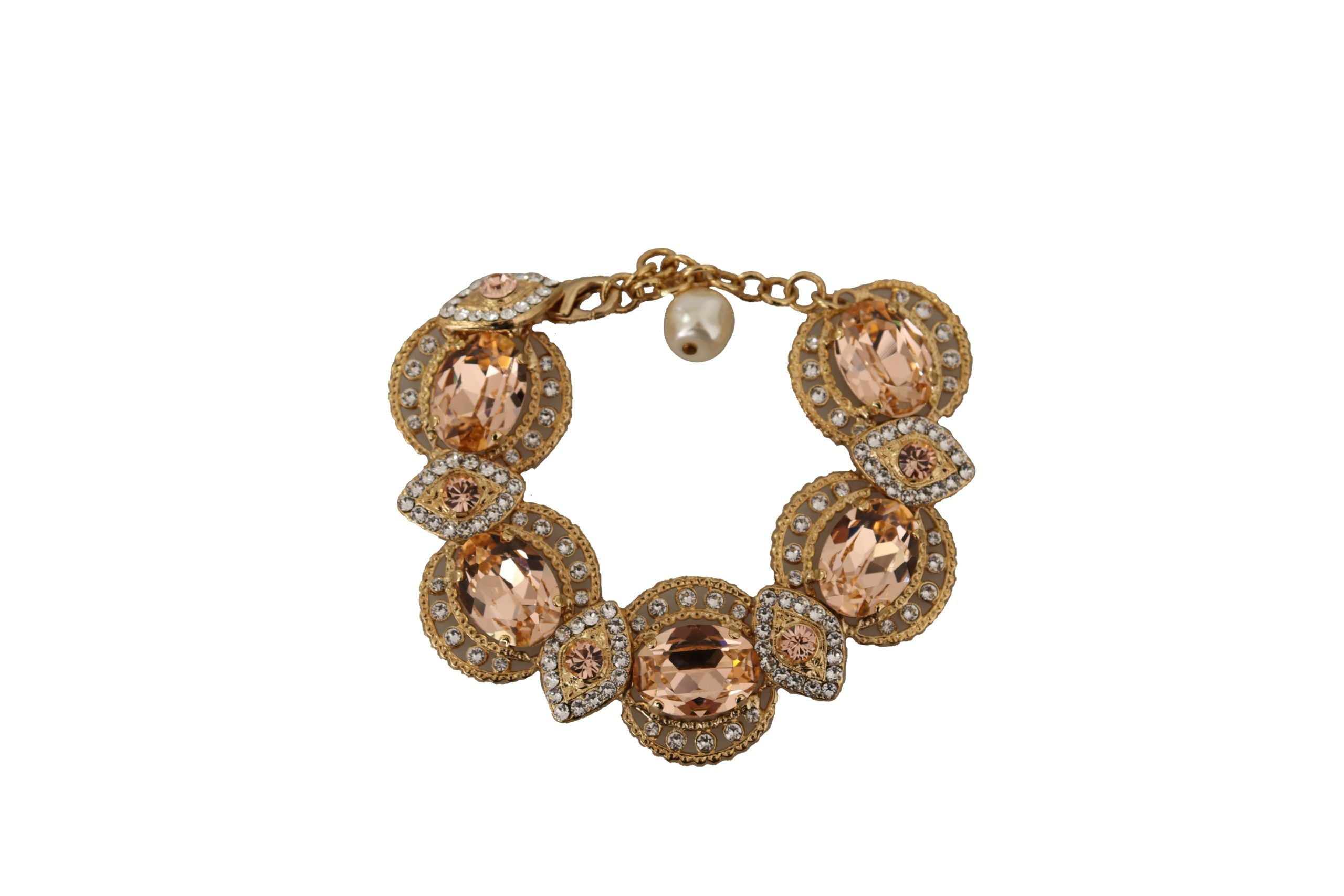 Dolce & Gabbana Champagne Crystal Gold Chain Bracelet - Luksusmuotia Dolce & Gabbana - Tutustu YVES JAVANNI® 