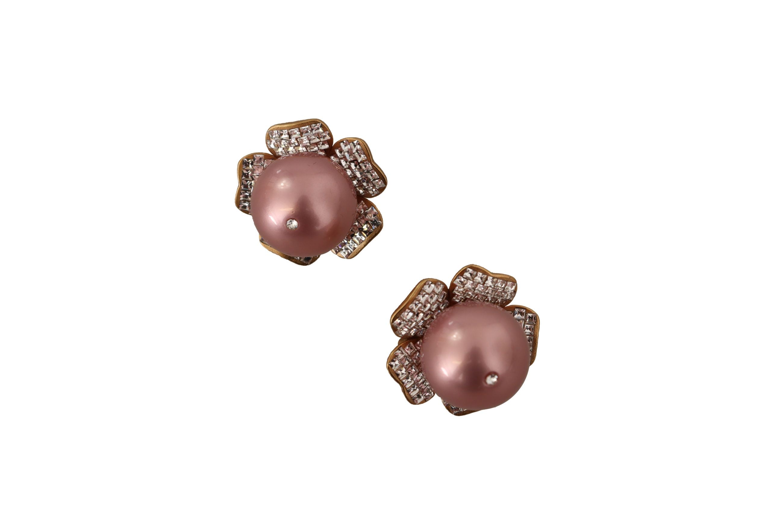 Dolce & Gabbana Elegant Floral Crystal Pearl Clip-On Earrings - Luksuslaukut ja asusteet Dolce & Gabbana - Tutustu YVES JAVANNI® 