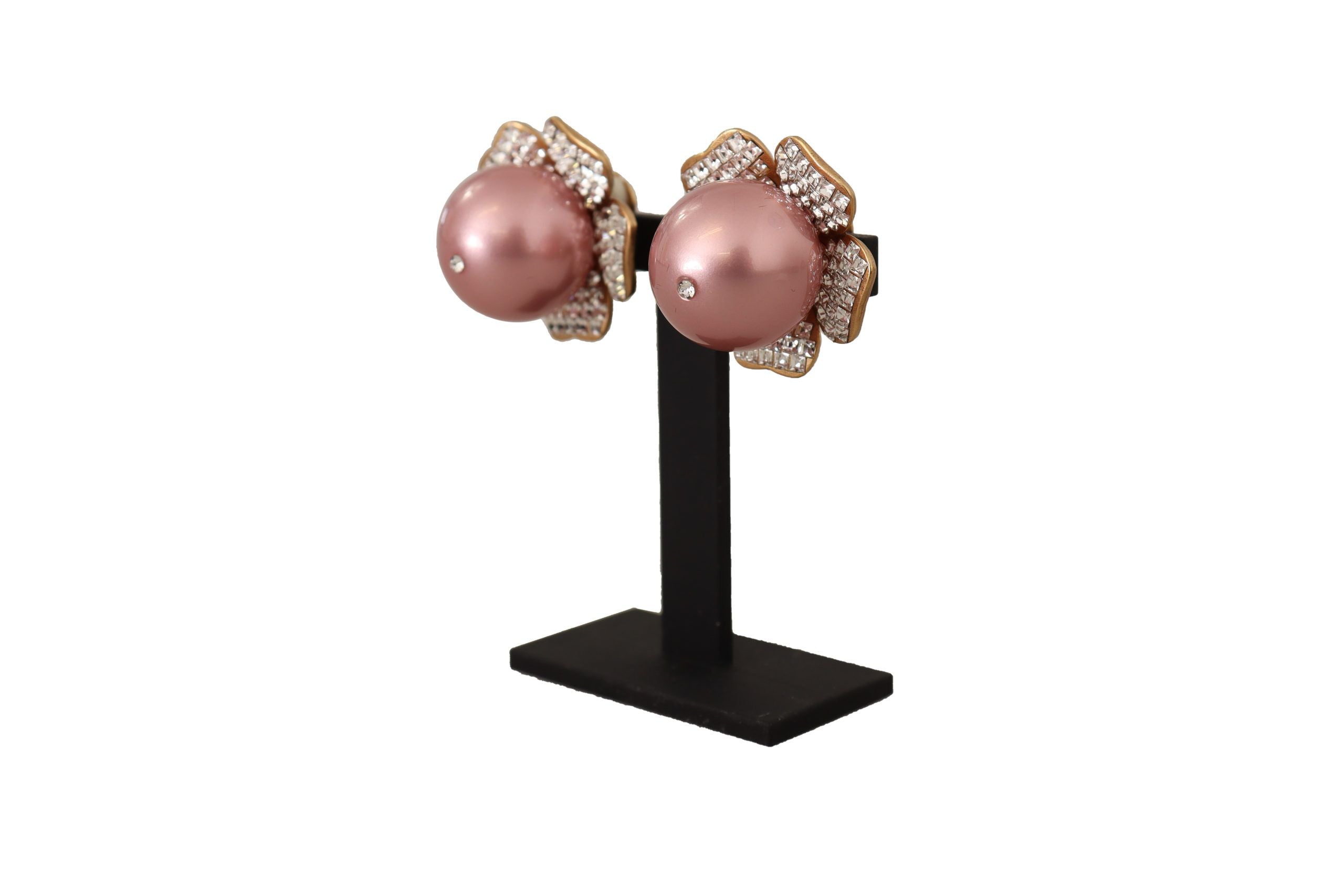 Dolce & Gabbana Elegant Floral Crystal Pearl Clip-On Earrings - Luksusmuotia Dolce & Gabbana - Tutustu YVES JAVANNI® 